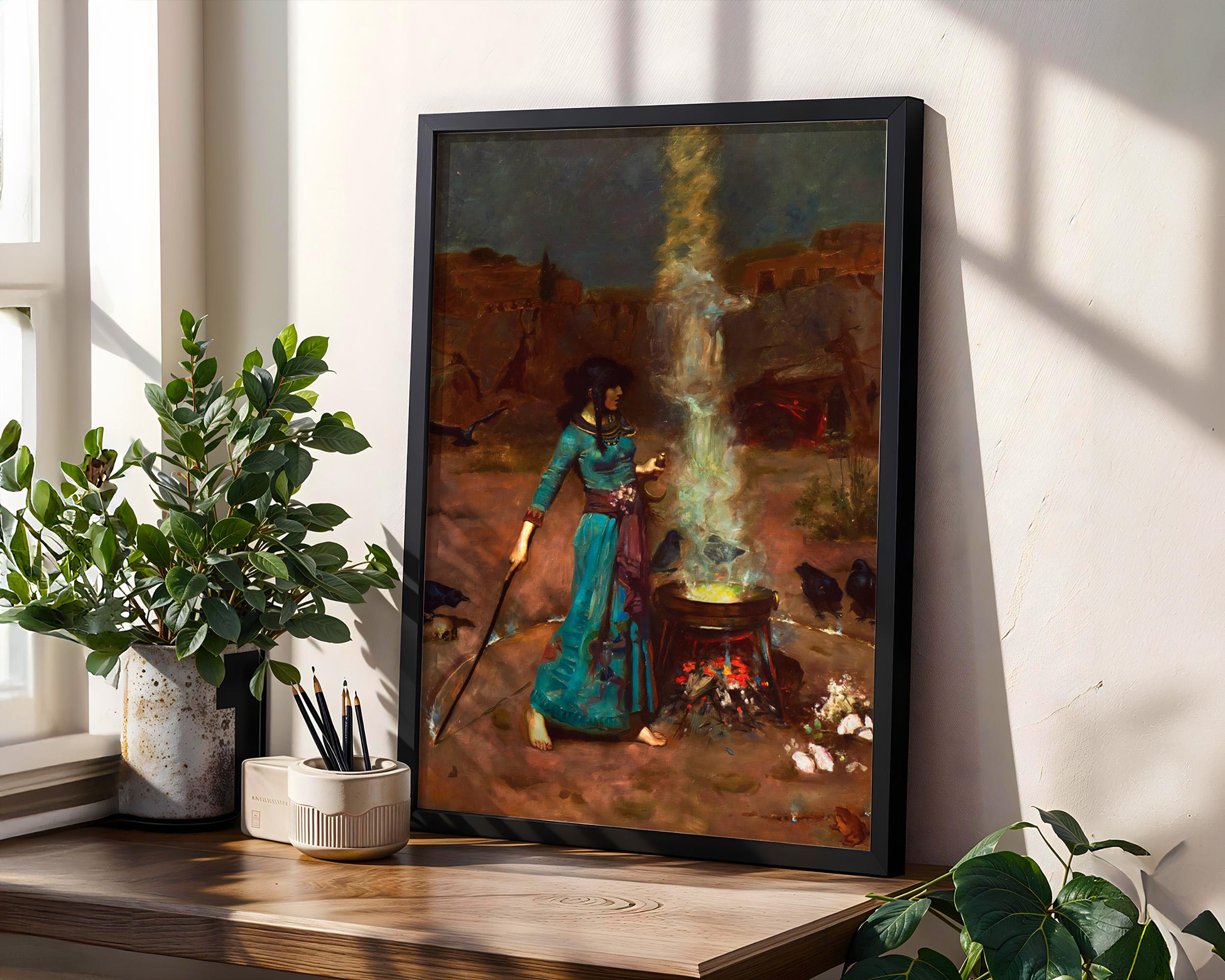 John William Waterhouse, The Magic Circle - 1886 Pre-Raphaelite Witch Print, Sorceress Wall Art, Occult Fantasy Poster,V
