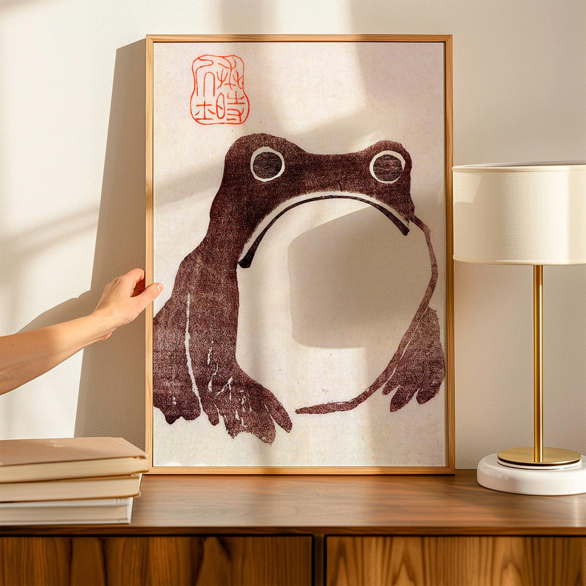 Matsumoto Hoji, Frog - 1814 Japanese Woodblock Print, Minimalist Animal Wall Art, Zen Frog Poster, Vintage Japanese Deco