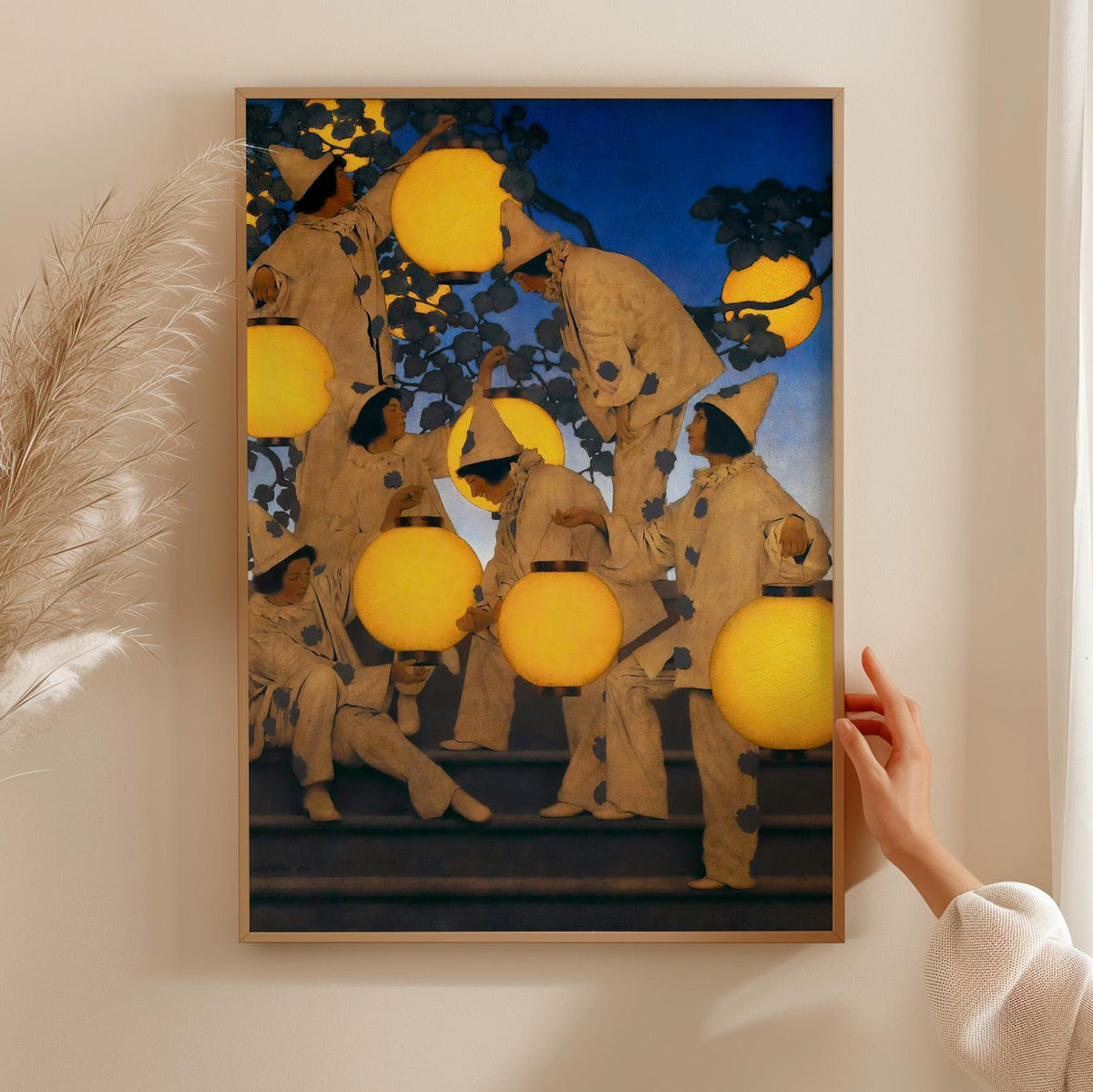 Maxfield Parrish, The Lantern Bearers - 1908 Fantasy Night Print, Luminous Lantern Wall Art, Parrish Blue Poster, Classi