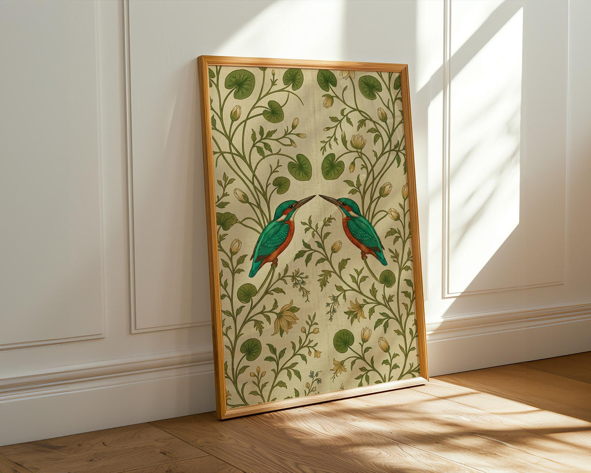 Vintage Bird Tapestry Print, Botanical Folk Art Wall Hanging with Elegant Birds, Decorative Art for Nature-Inspired Inte