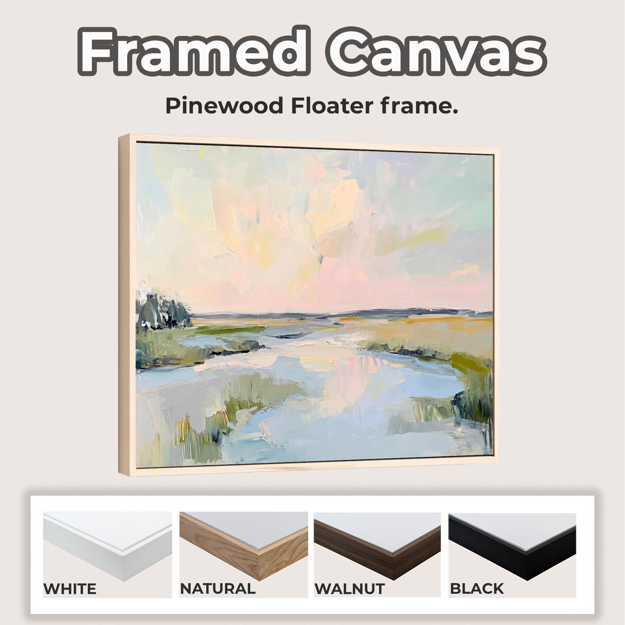 Lowcountry Marsh Fine Art Print, Elegant Coastal Landscape Painting, Thick Brushstroke Wall Art in Greens, Blues, and Su