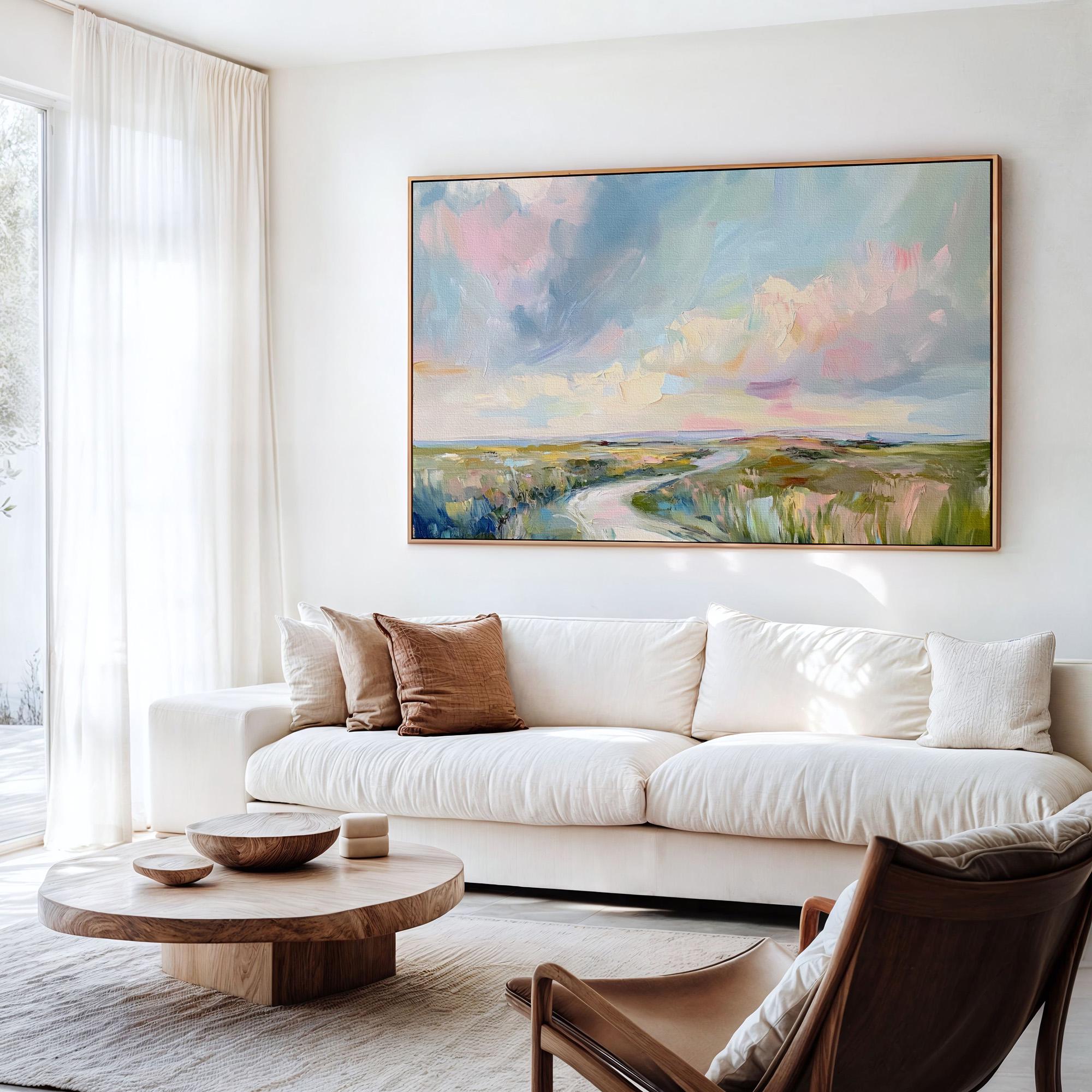 Art Lowcountry Painting Print, Marsh and Sky Landscape Decor, Coastal Grandmother Wall Art with Rich Brushstrokes and Pa