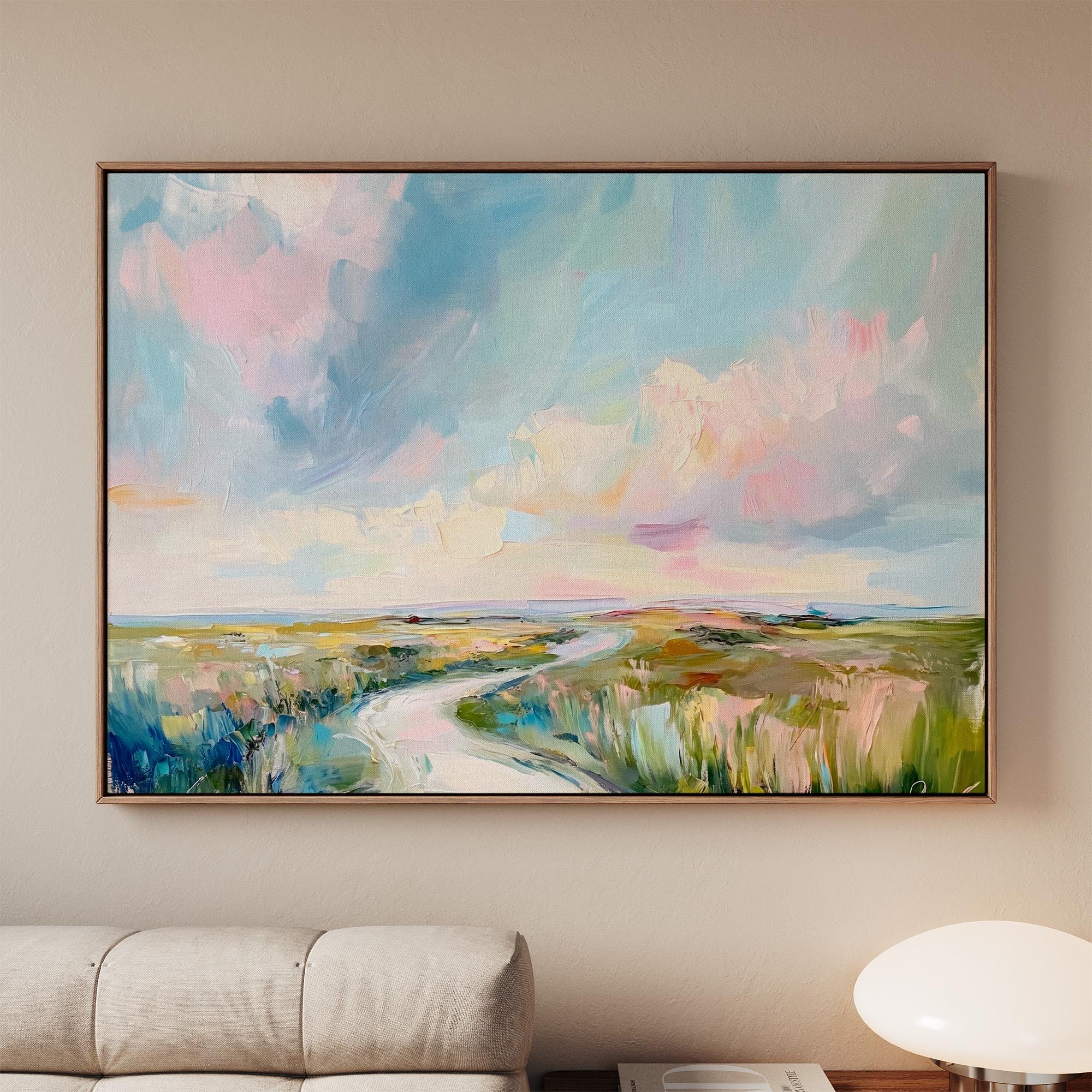 Art Lowcountry Painting Print, Marsh and Sky Landscape Decor, Coastal Grandmother Wall Art with Rich Brushstrokes and Pa