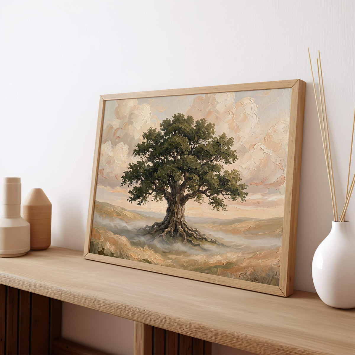 Majestic Oak Landscape Art, Large Framed Canvas Print, Tree Painting, Nature Canvas Wall Art, Contemporary Decor,ART197