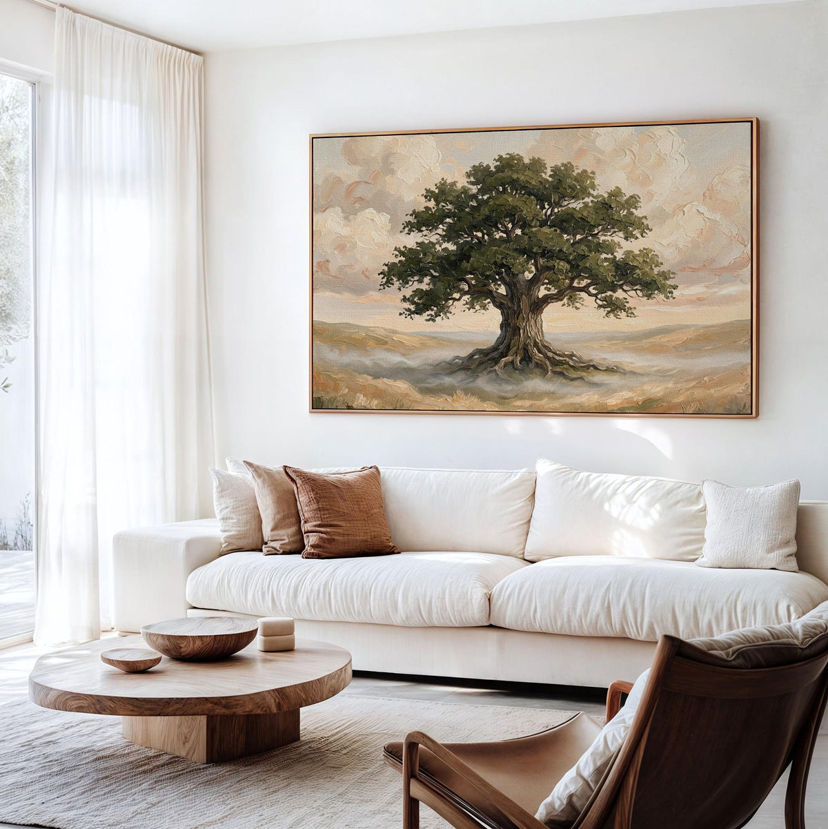 Majestic Oak Landscape Art, Large Framed Canvas Print, Tree Painting, Nature Canvas Wall Art, Contemporary Decor,ART197