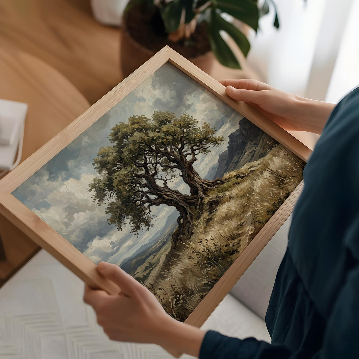 Large Oak Tree Canvas Print, Framed Nature Landscape Art, Contemporary Wall Decor, Ready to Hang Gift Idea,ART197