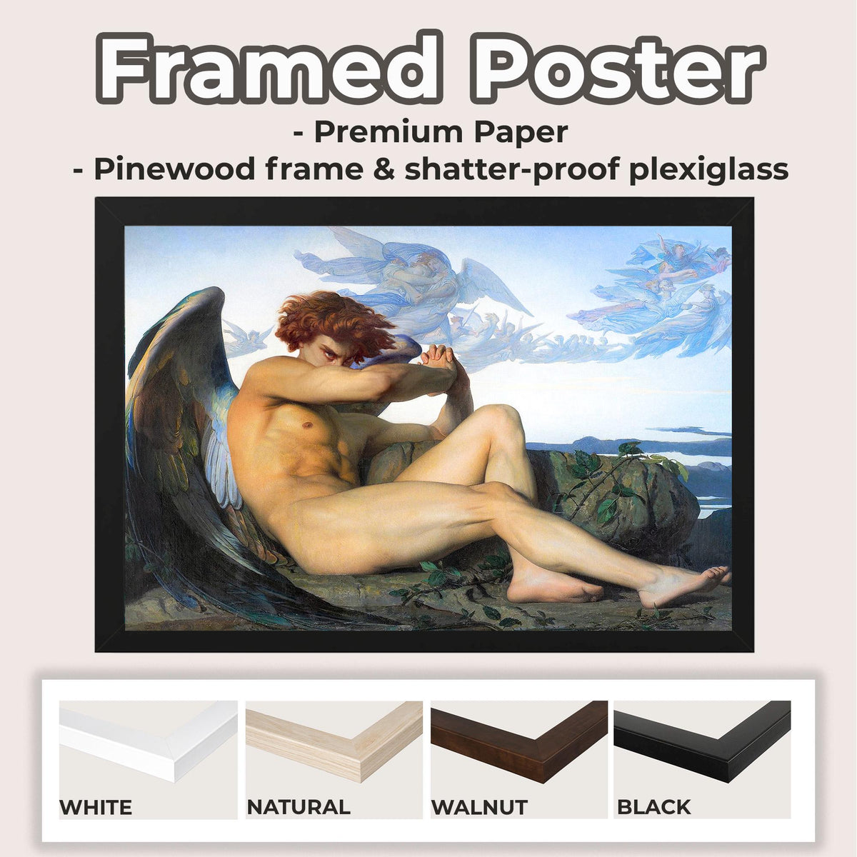 Alexandre Cabanel, Fallen Angel - 1847 Romantic Academic Print, Lucifer Wall Art, Dark Mythology Poster, Classical Gothi