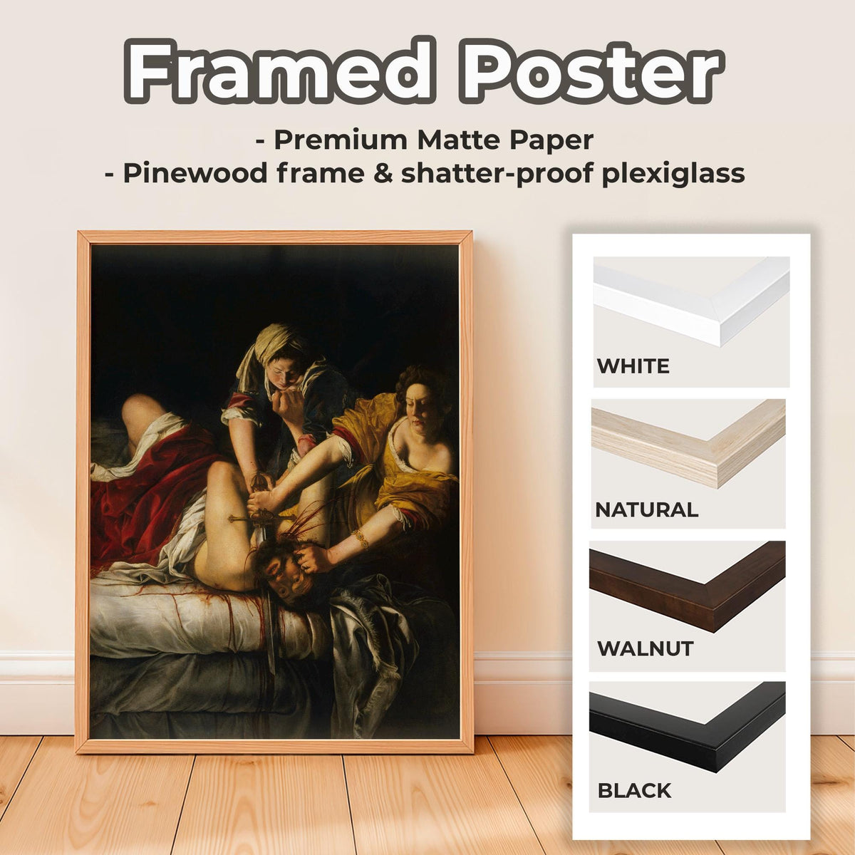 Artemisia Gentileschi, Judith Beheading Holofernes - 1614 Baroque Print, Biblical Heroine Wall Art, Dramatic Renaissance
