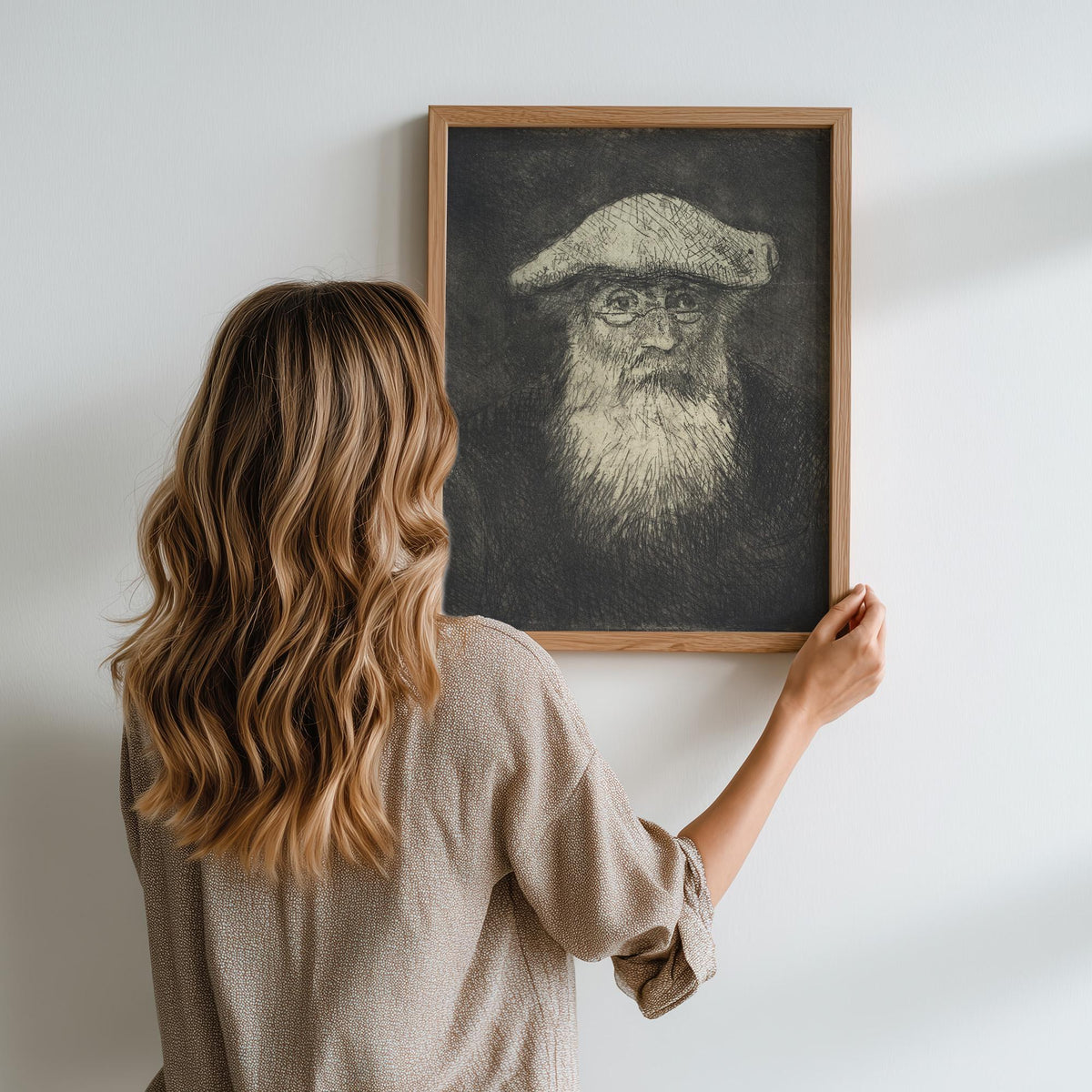 Camille Pissarro, Self-Portrait - c. 1890 Etching Print, Impressionist Artist Wall Art, Vintage Monochrome Poster, Class