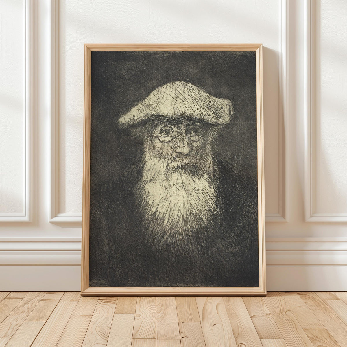 Camille Pissarro, Self-Portrait - c. 1890 Etching Print, Impressionist Artist Wall Art, Vintage Monochrome Poster, Class