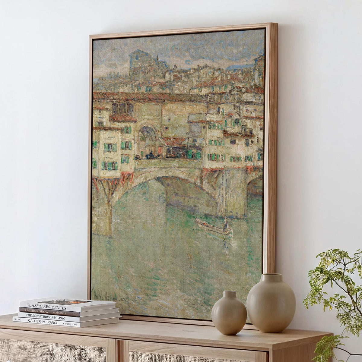 Childe Hassam, Ponte Vecchio - 1897 Impressionist Bridge Print, Florence Wall Art, Italian Landscape Poster, American Im