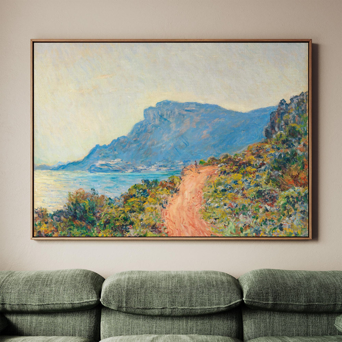 Claude Monet, The Corniche Near Monaco - 1884 Impressionist Coast Print, French Riviera Wall Art, Mediterranean Landscap