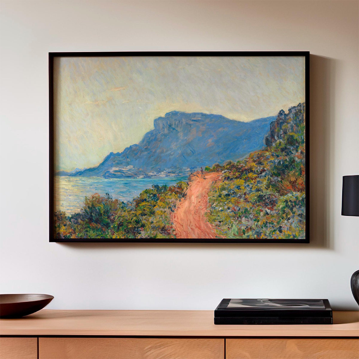 Claude Monet, The Corniche Near Monaco - 1884 Impressionist Coast Print, French Riviera Wall Art, Mediterranean Landscap