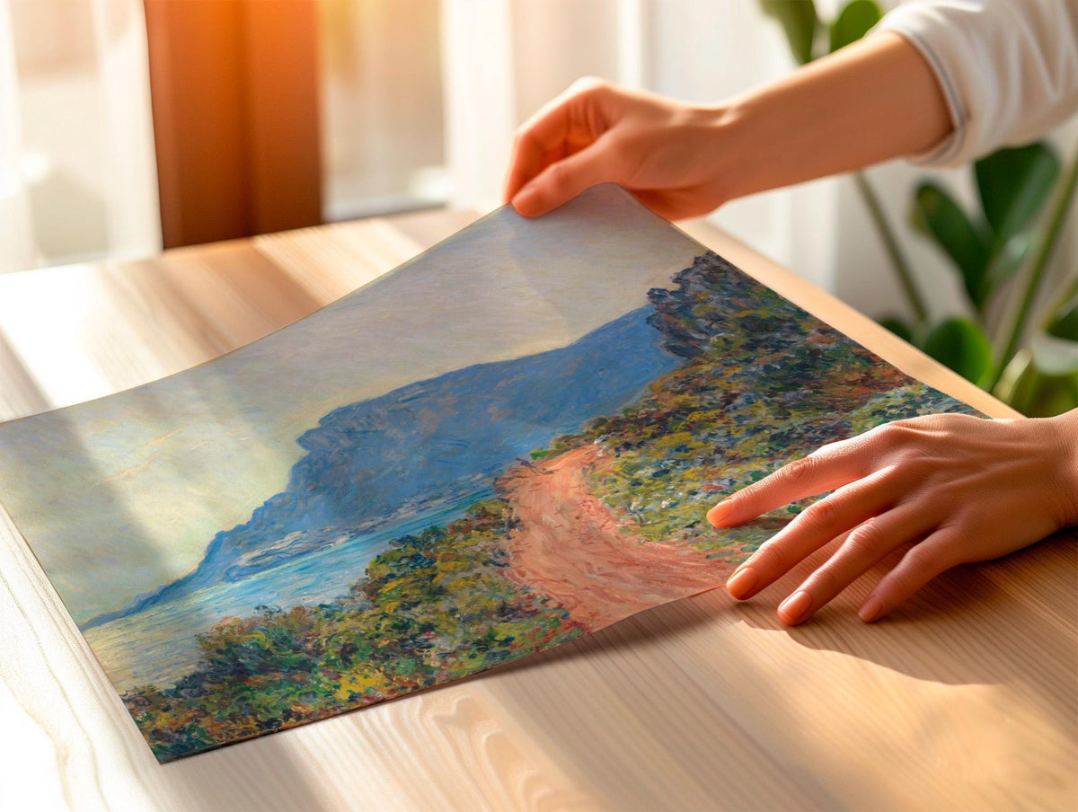 Claude Monet, The Corniche Near Monaco - 1884 Impressionist Coast Print, French Riviera Wall Art, Mediterranean Landscap