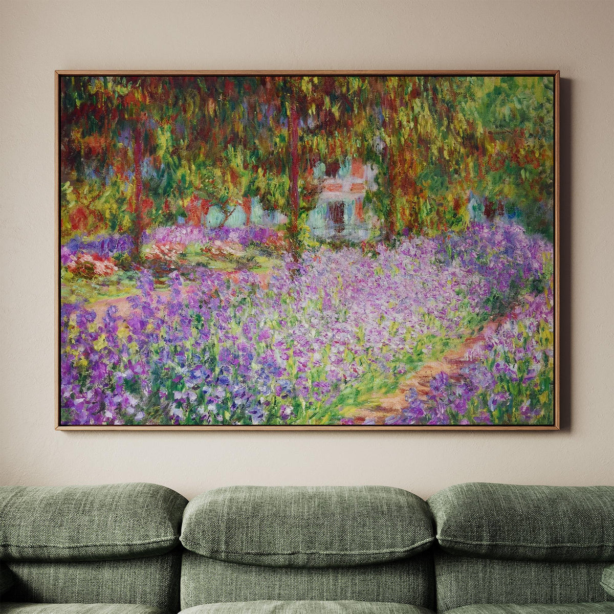 Claude Monet, The Artist’s Garden at Giverny - 1900 Impressionist Garden Print, Iris Wall Art, French Floral Poster, Ser