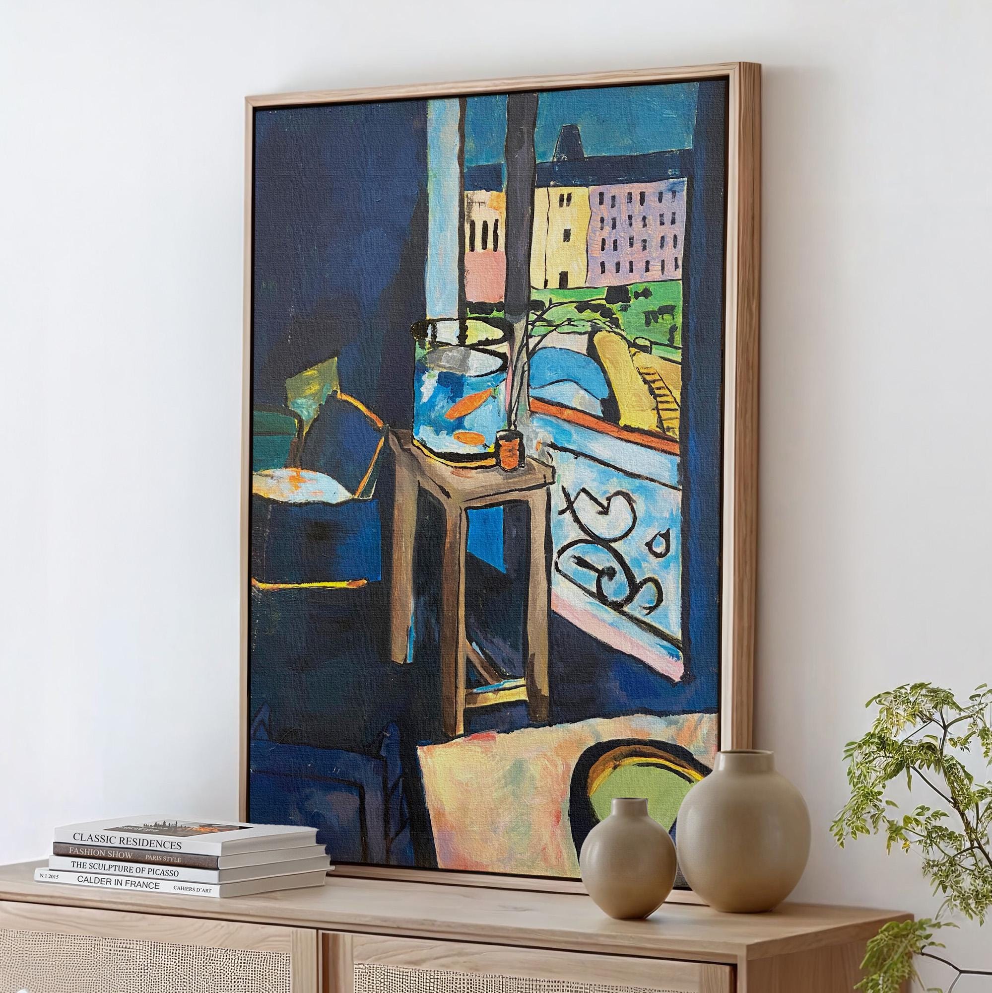 Henri Matisse, Interior With A Goldfish Bowl - 1914 Modern Interior Print, Blue Room Wall Art, Goldfish Poster, Fauvist 