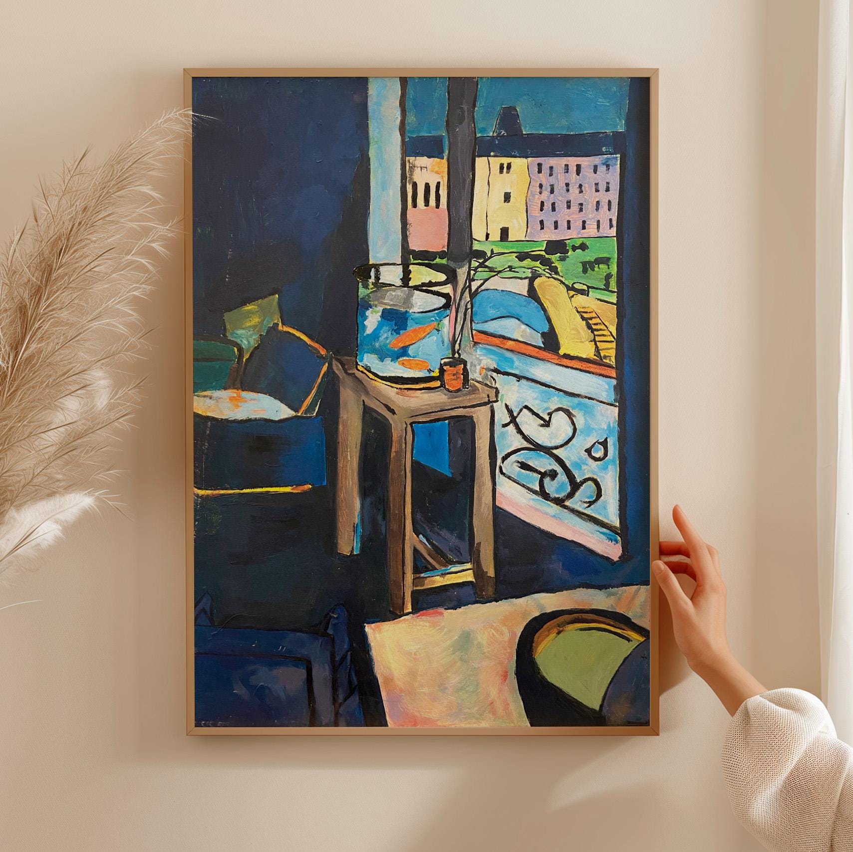 Henri Matisse, Interior With A Goldfish Bowl - 1914 Modern Interior Print, Blue Room Wall Art, Goldfish Poster, Fauvist 