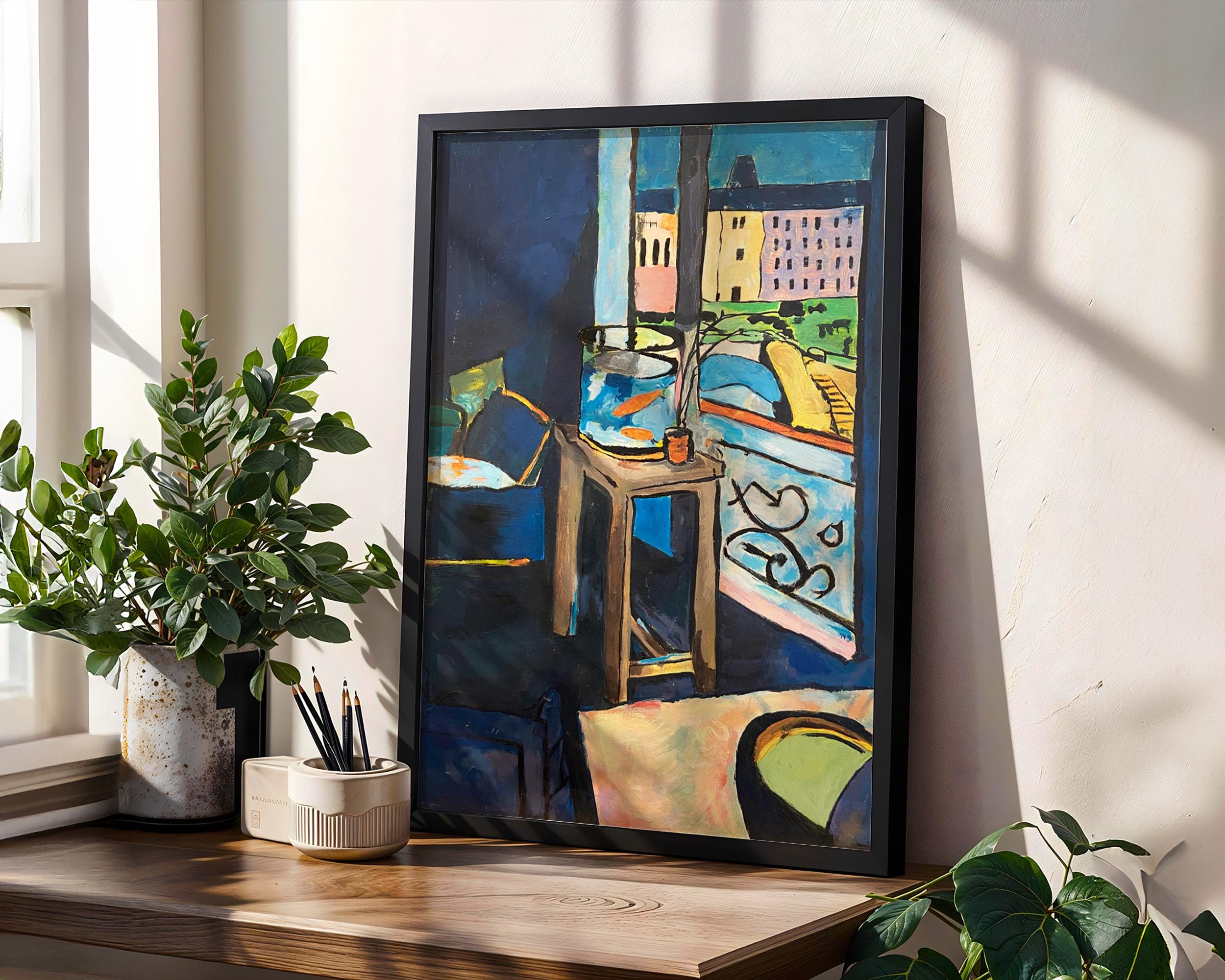 Henri Matisse, Interior With A Goldfish Bowl - 1914 Modern Interior Print, Blue Room Wall Art, Goldfish Poster, Fauvist 