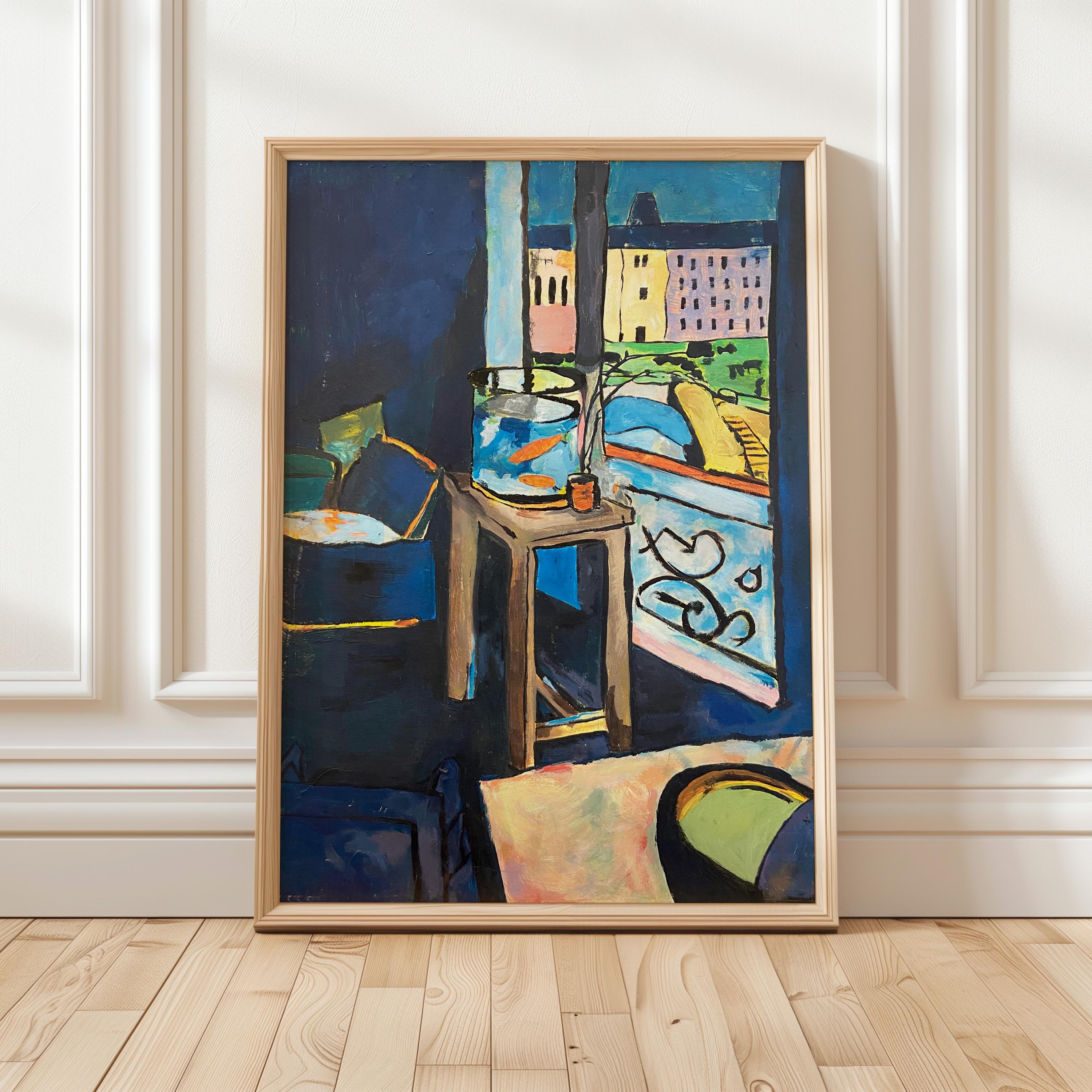 Henri Matisse, Interior With A Goldfish Bowl - 1914 Modern Interior Print, Blue Room Wall Art, Goldfish Poster, Fauvist 