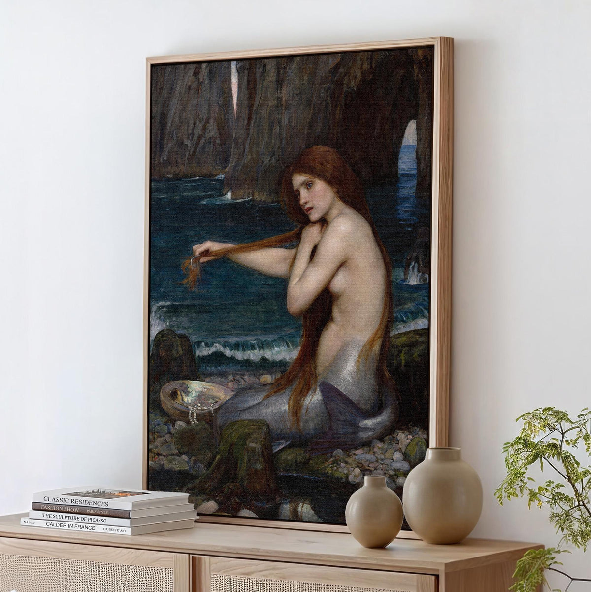 John William Waterhouse, A Mermaid - 1900 Pre-Raphaelite Print, Mythical Siren Wall Art, Romantic Fantasy Poster, Ocean 