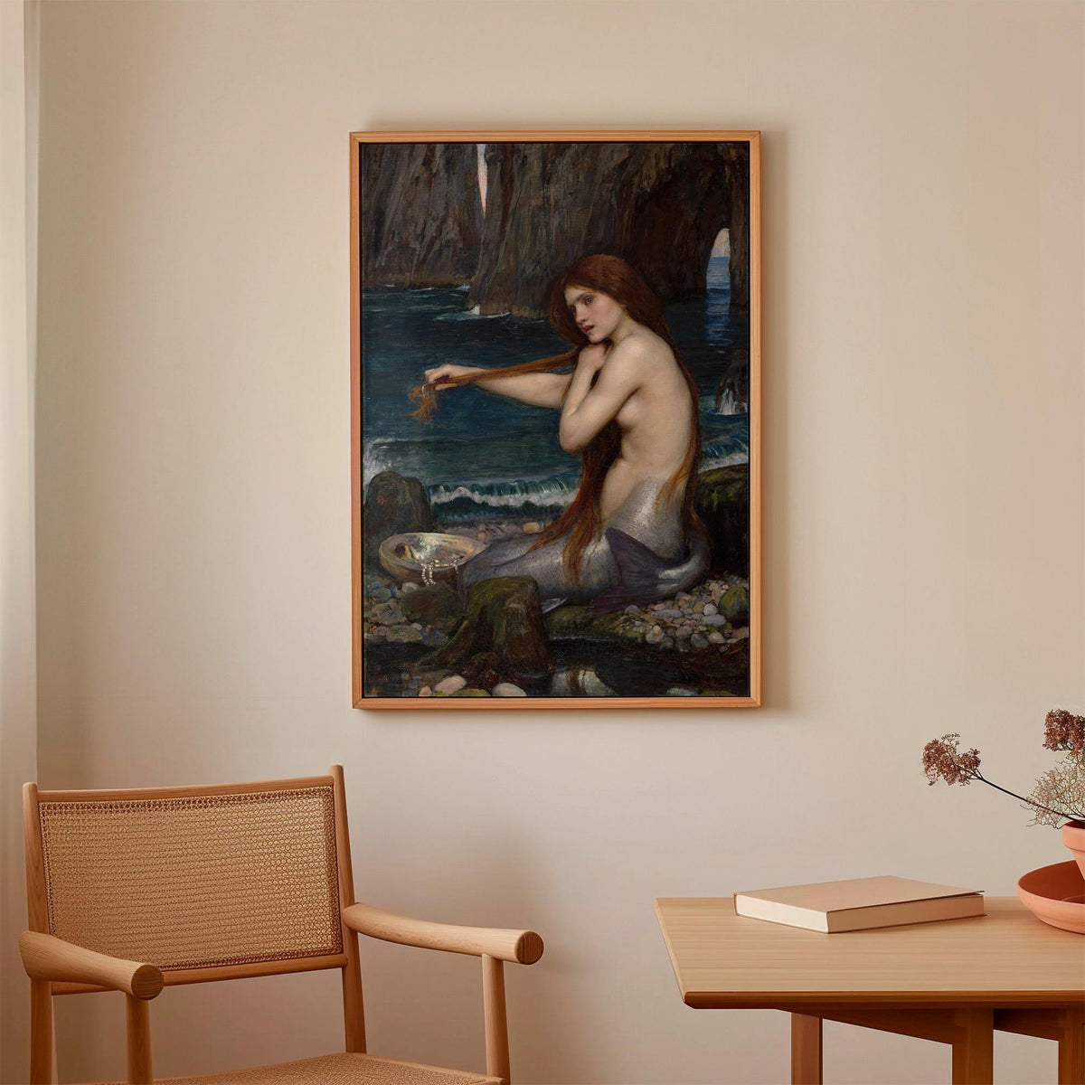 John William Waterhouse, A Mermaid - 1900 Pre-Raphaelite Print, Mythical Siren Wall Art, Romantic Fantasy Poster, Ocean 