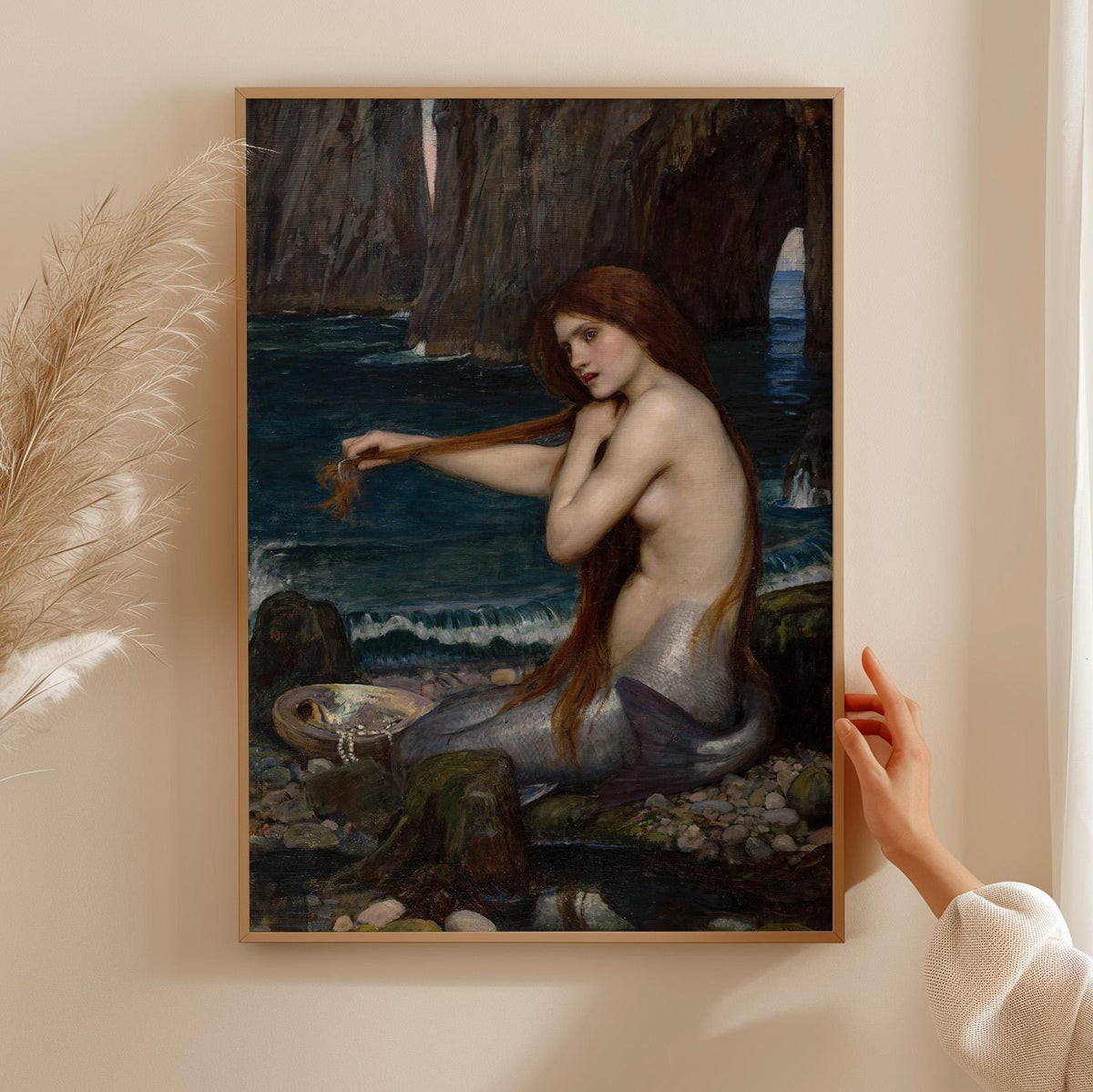 John William Waterhouse, A Mermaid - 1900 Pre-Raphaelite Print, Mythical Siren Wall Art, Romantic Fantasy Poster, Ocean 