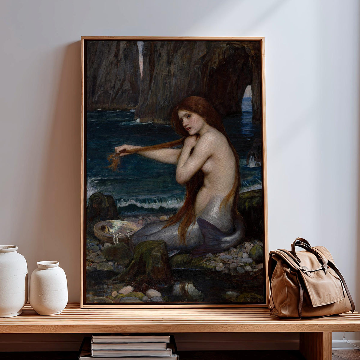 John William Waterhouse, A Mermaid - 1900 Pre-Raphaelite Print, Mythical Siren Wall Art, Romantic Fantasy Poster, Ocean 