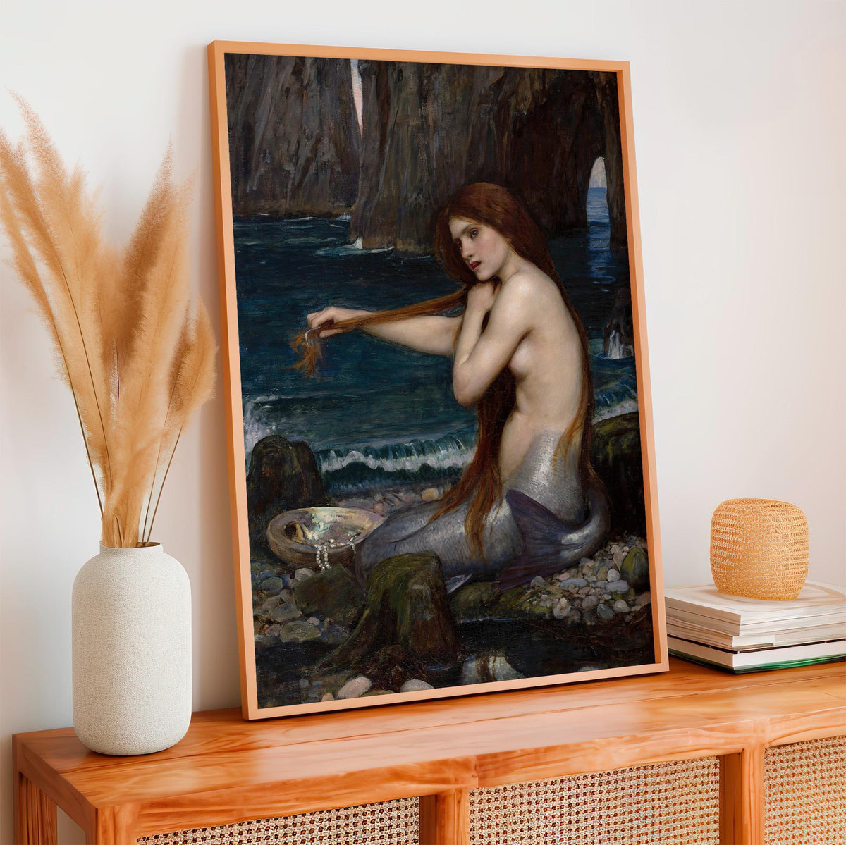 John William Waterhouse, A Mermaid - 1900 Pre-Raphaelite Print, Mythical Siren Wall Art, Romantic Fantasy Poster, Ocean 