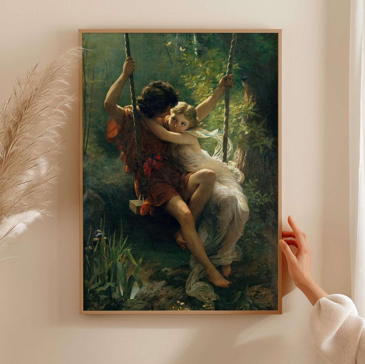 Pierre-Auguste Cot, Springtime - 1873 Romantic Academic Print, Lovers on Swing Wall Art, Arcadian Garden Poster, Classic