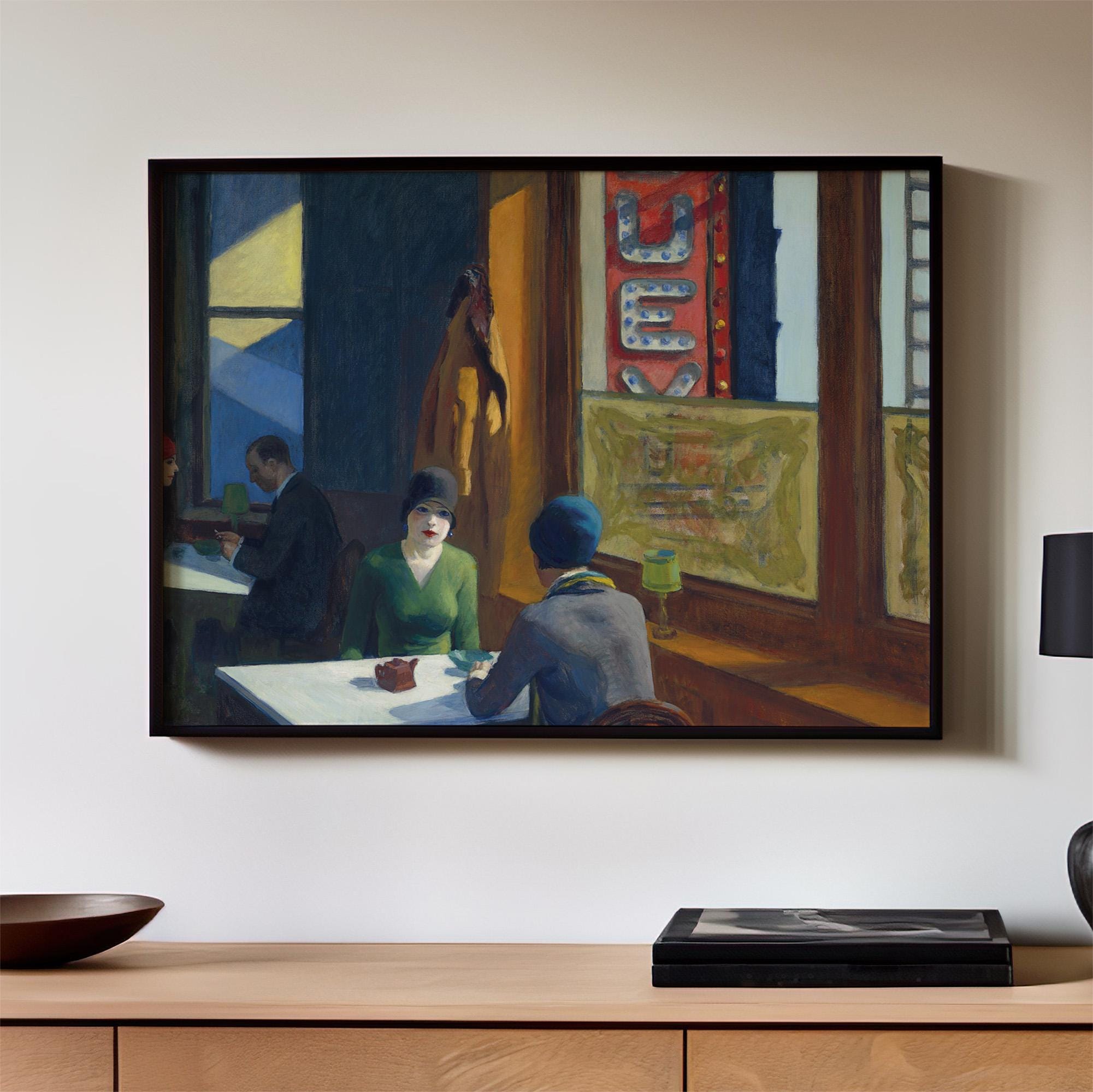 Edward Hopper, Chop Suey - 1929 Restaurant Wall Art, Classic American Print, Urban Cafe Canvas Decor, Modern Realism Pos
