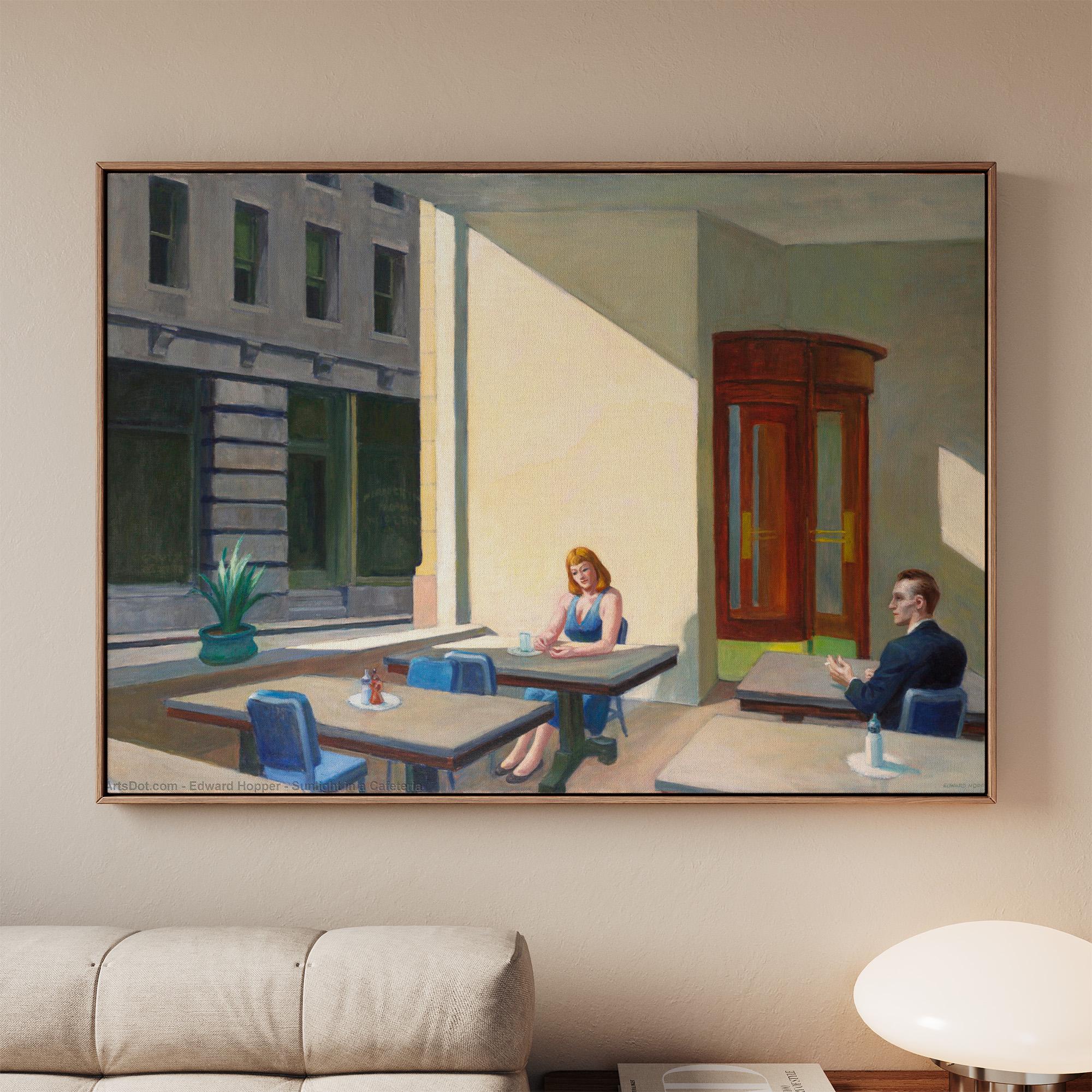 Edward Hopper, Sunlight in a Cafeteria - Yale University Art Gallery Print, Classic American Wall Art, Cafeteria Canvas 