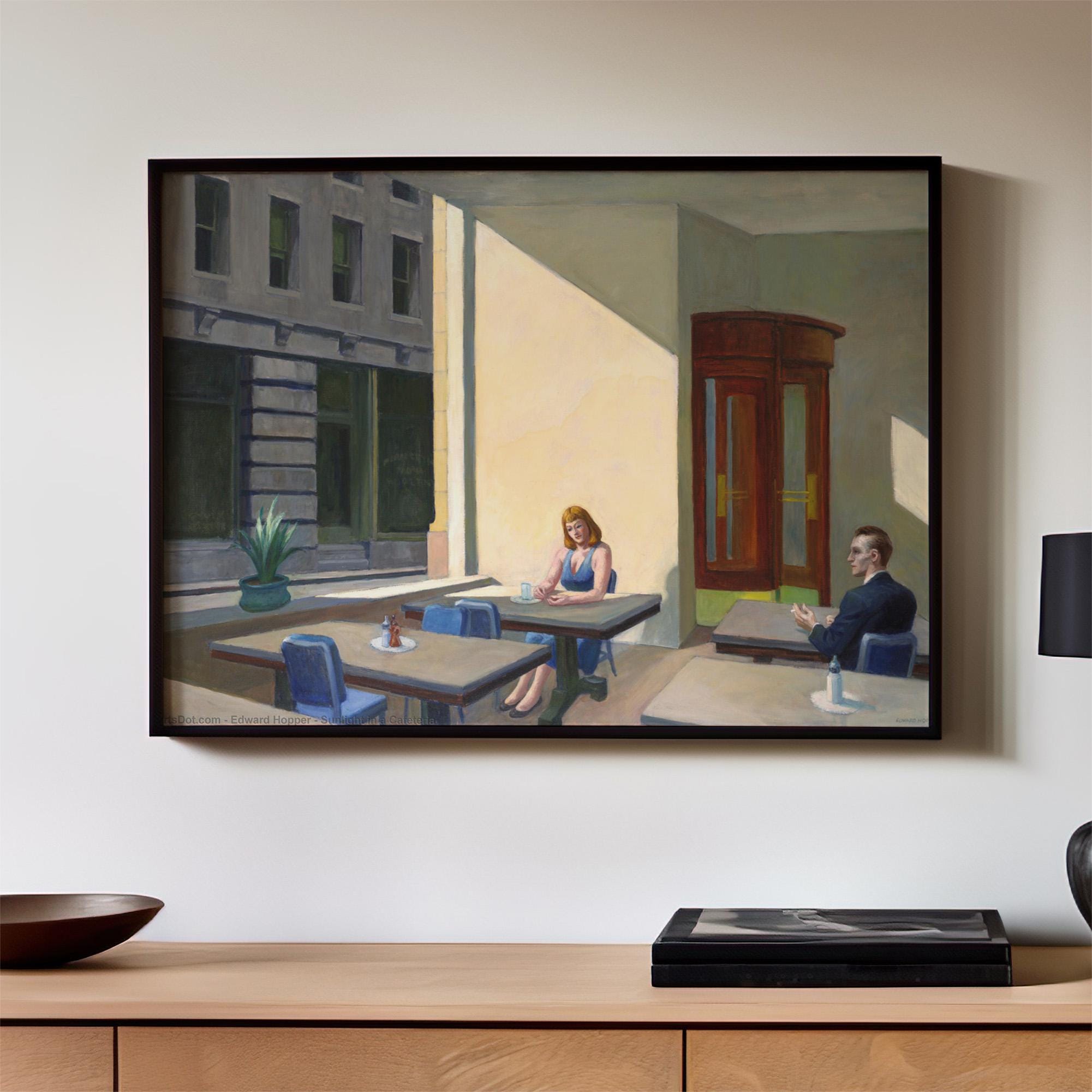 Edward Hopper, Sunlight in a Cafeteria - Yale University Art Gallery Print, Classic American Wall Art, Cafeteria Canvas 