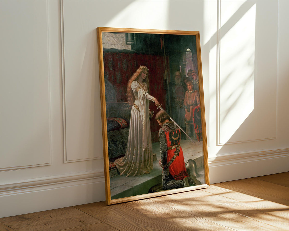 Edmund Blair Leighton, The Accolade - 1901 Medieval Knight Print, Pre-Raphaelite Wall Art, Chivalry Poster, Vintage Deco