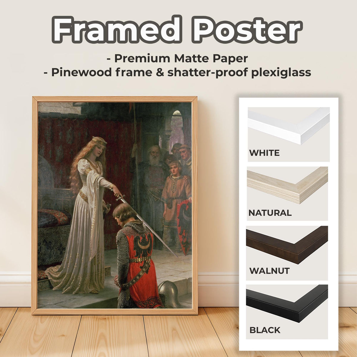 Edmund Blair Leighton, The Accolade - 1901 Medieval Knight Print, Pre-Raphaelite Wall Art, Chivalry Poster, Vintage Deco