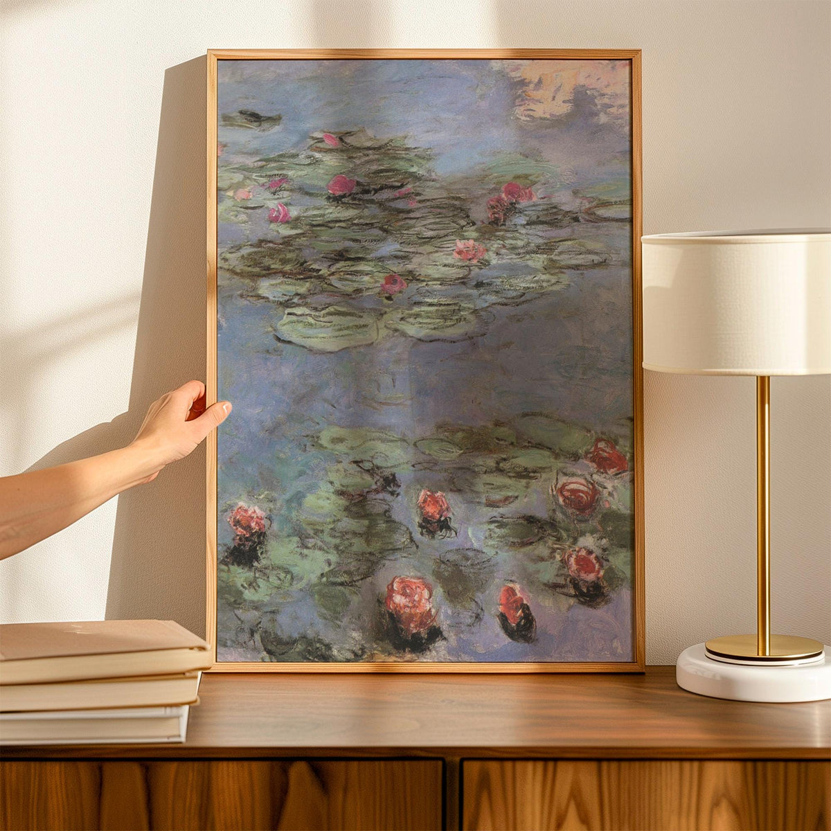 Claude Monet, Water Lilies Vertical - Impressionist Pond Print, French Garden Wall Art, Serene Floral Poster, Blue and G