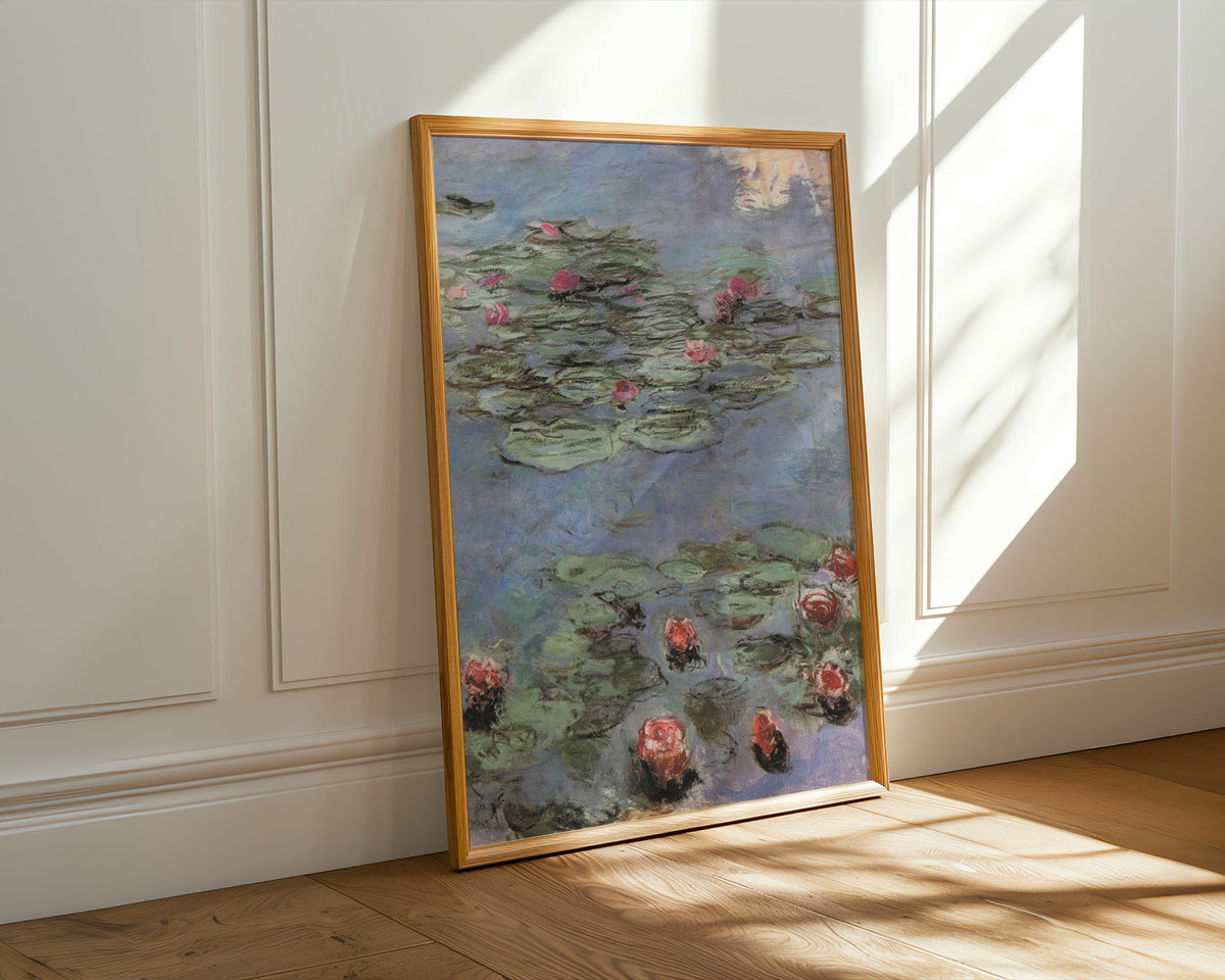 Claude Monet, Water Lilies Vertical - Impressionist Pond Print, French Garden Wall Art, Serene Floral Poster, Blue and G