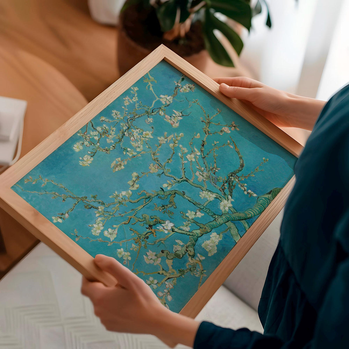 Vincent van Gogh, Almond Blossom - 1890 Floral Wall Art, Japanese-Inspired Impressionist Print, Blue and White Flower Po