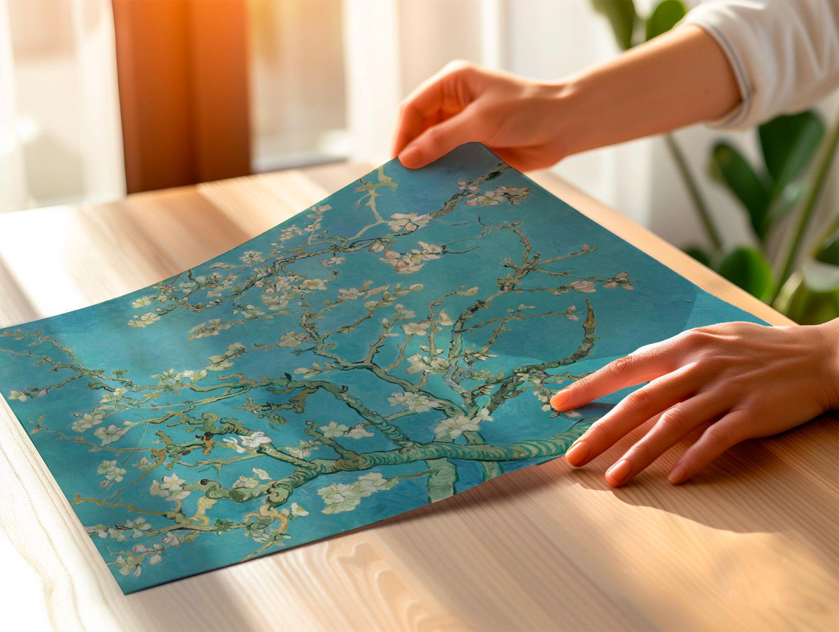 Vincent van Gogh, Almond Blossom - 1890 Floral Wall Art, Japanese-Inspired Impressionist Print, Blue and White Flower Po