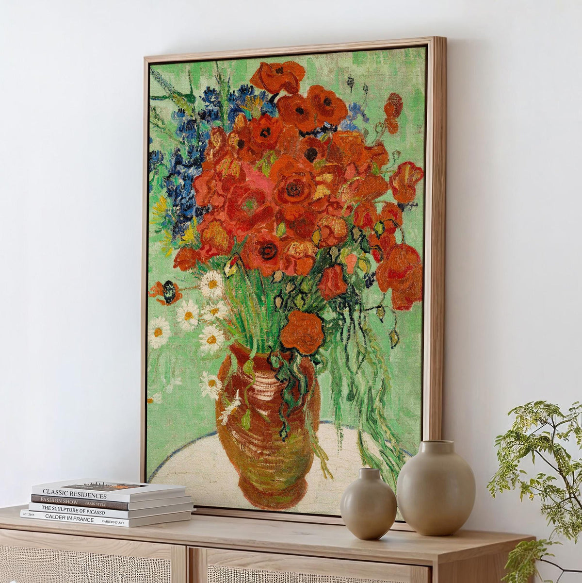 Vincent van Gogh, Vase with Cornflowers and Poppies - 1887 Floral Still Life Print, Post-Impressionist Wall Art, Blue an
