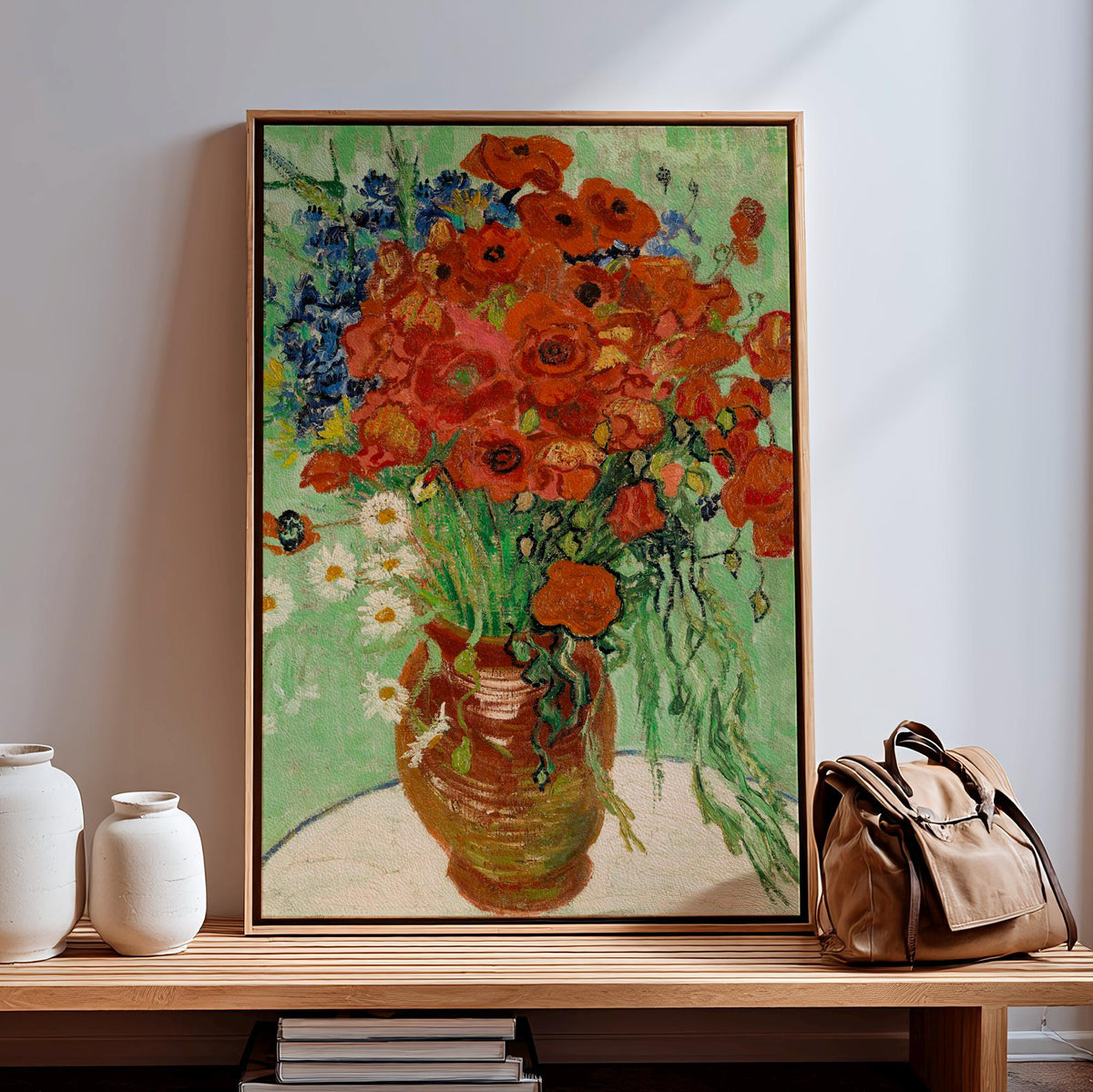 Vincent van Gogh, Vase with Cornflowers and Poppies - 1887 Floral Still Life Print, Post-Impressionist Wall Art, Blue an