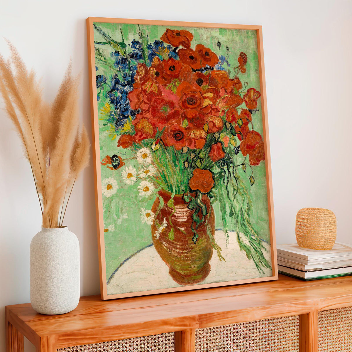 Vincent van Gogh, Vase with Cornflowers and Poppies - 1887 Floral Still Life Print, Post-Impressionist Wall Art, Blue an