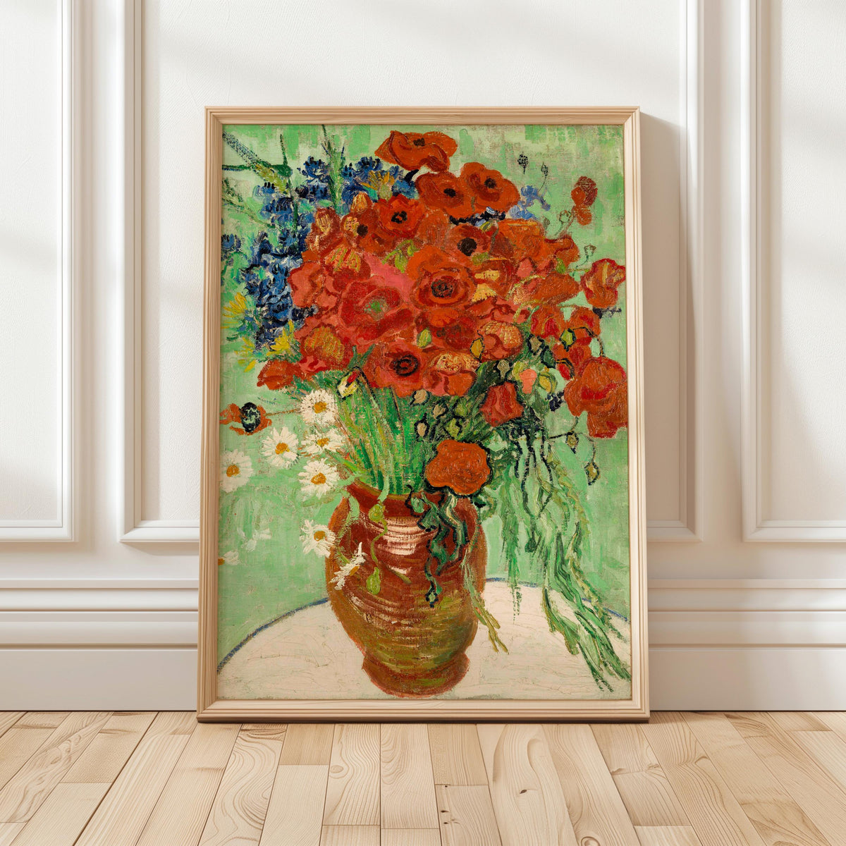 Vincent van Gogh, Vase with Cornflowers and Poppies - 1887 Floral Still Life Print, Post-Impressionist Wall Art, Blue an