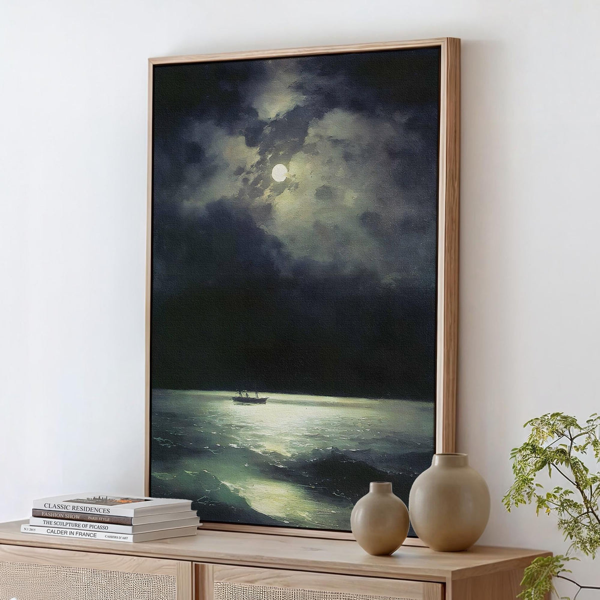 Ivan Aivazovsky, Black Sea at Night - 1879 Romantic Seascape Print, Moonlit Ocean Wall Art, Moody Marine Poster, Classic