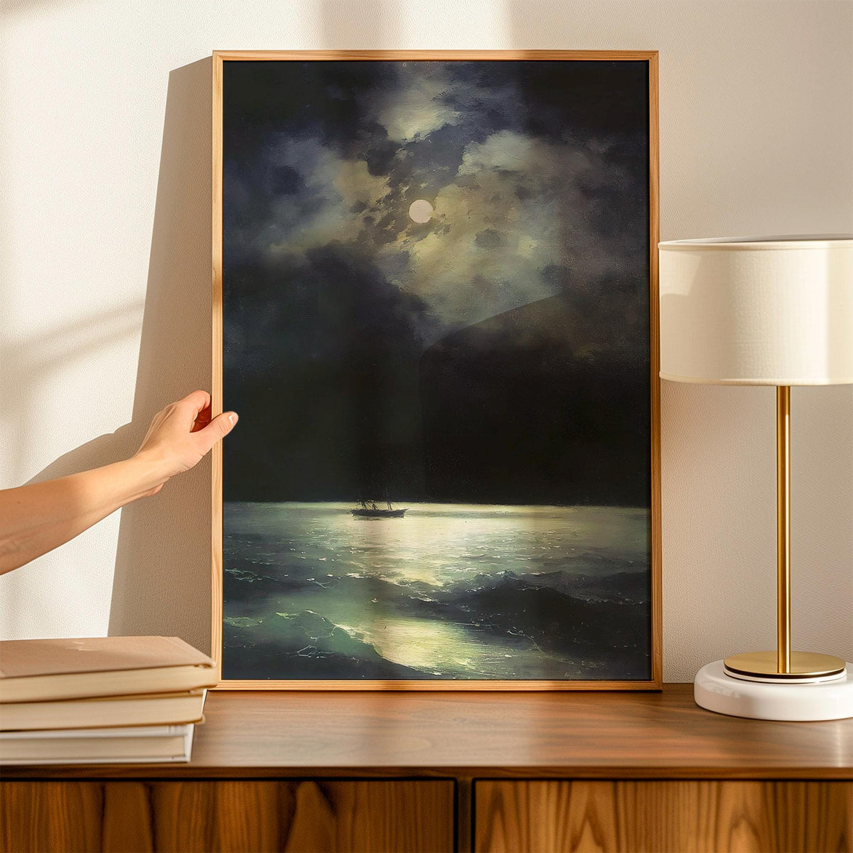 Ivan Aivazovsky, Black Sea at Night - 1879 Romantic Seascape Print, Moonlit Ocean Wall Art, Moody Marine Poster, Classic