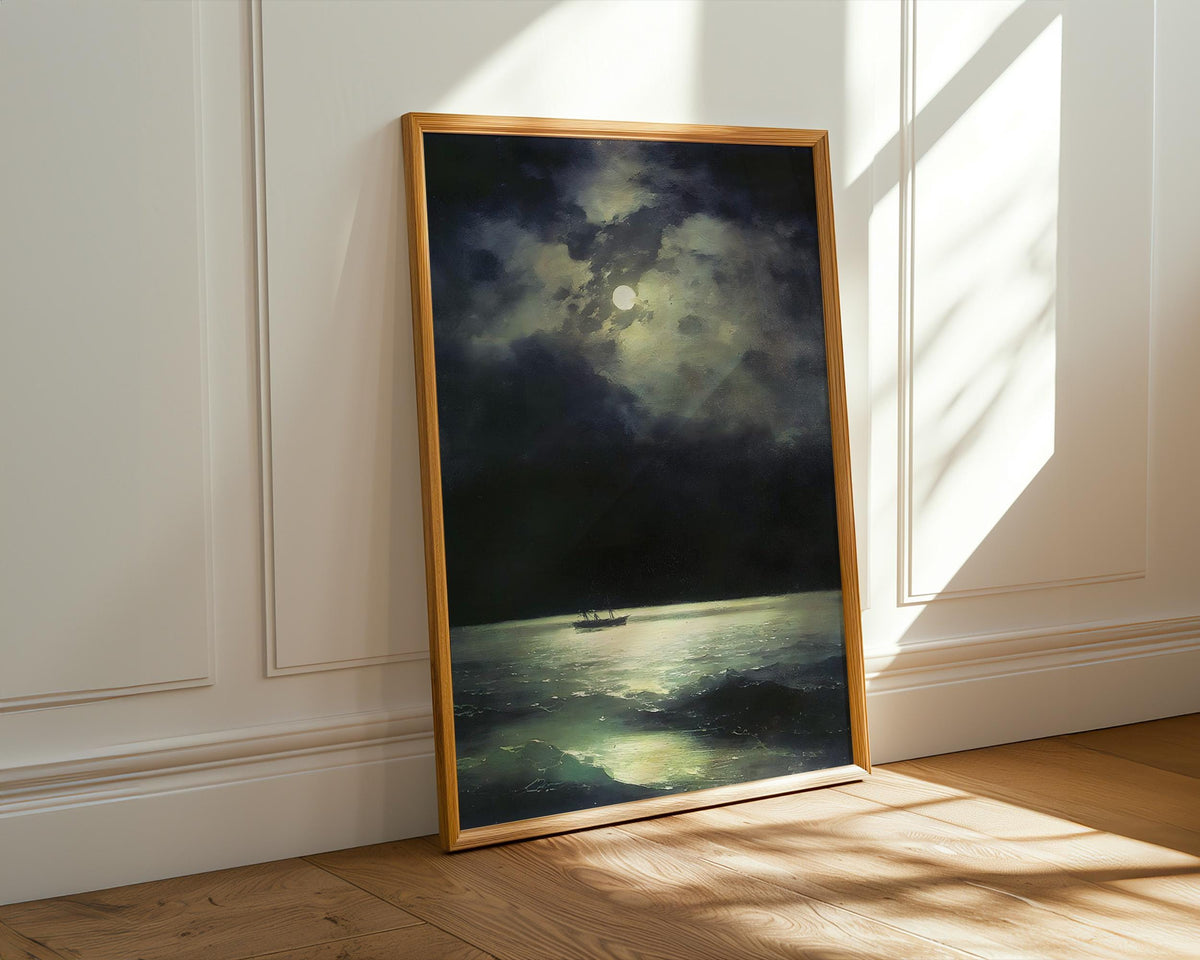 Ivan Aivazovsky, Black Sea at Night - 1879 Romantic Seascape Print, Moonlit Ocean Wall Art, Moody Marine Poster, Classic