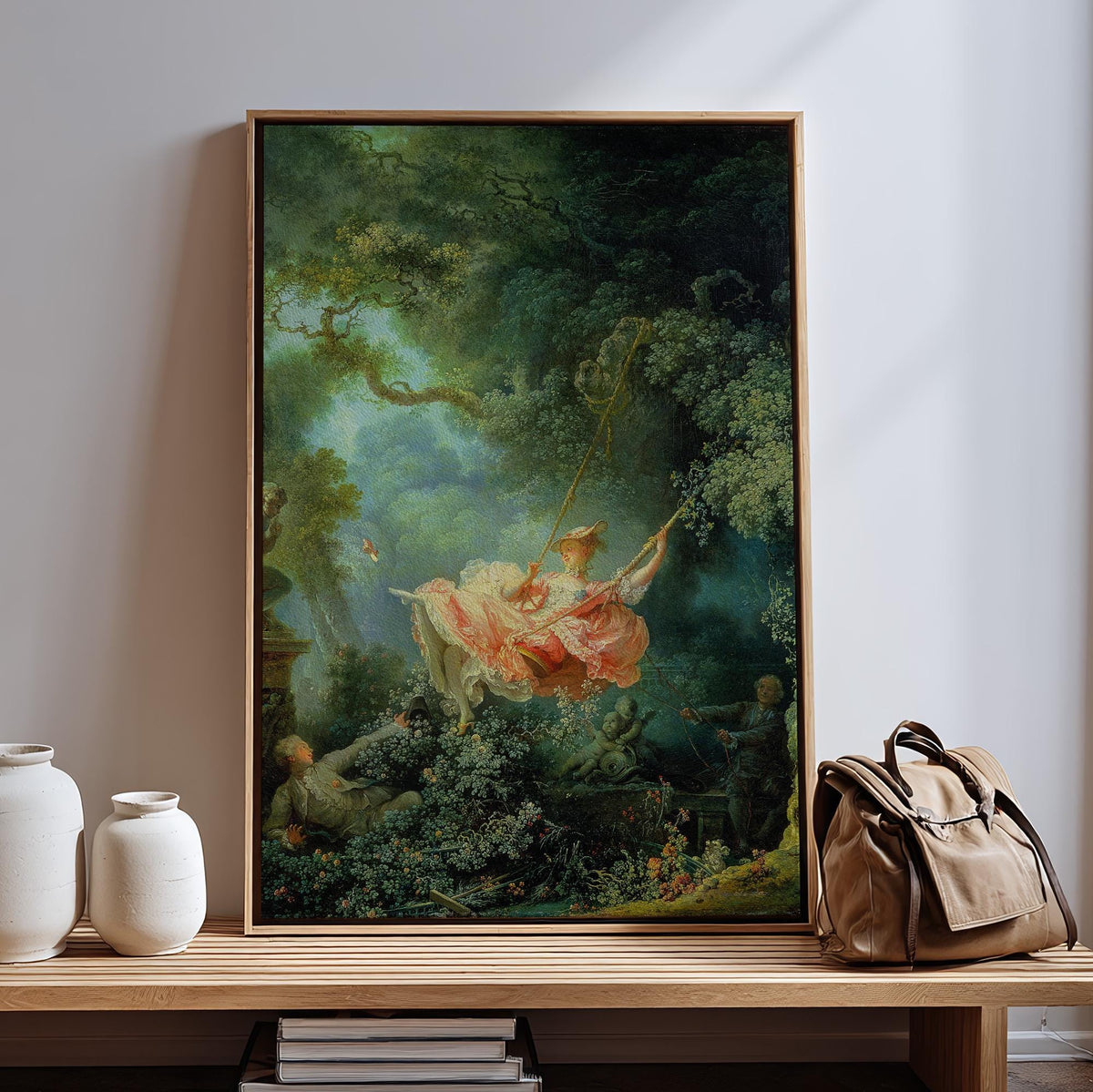 Joean Honoré Fragonard - The Swing. Beautiful girl poster print, Sensual painting, Bedroom decor, Canvas reproduction, L