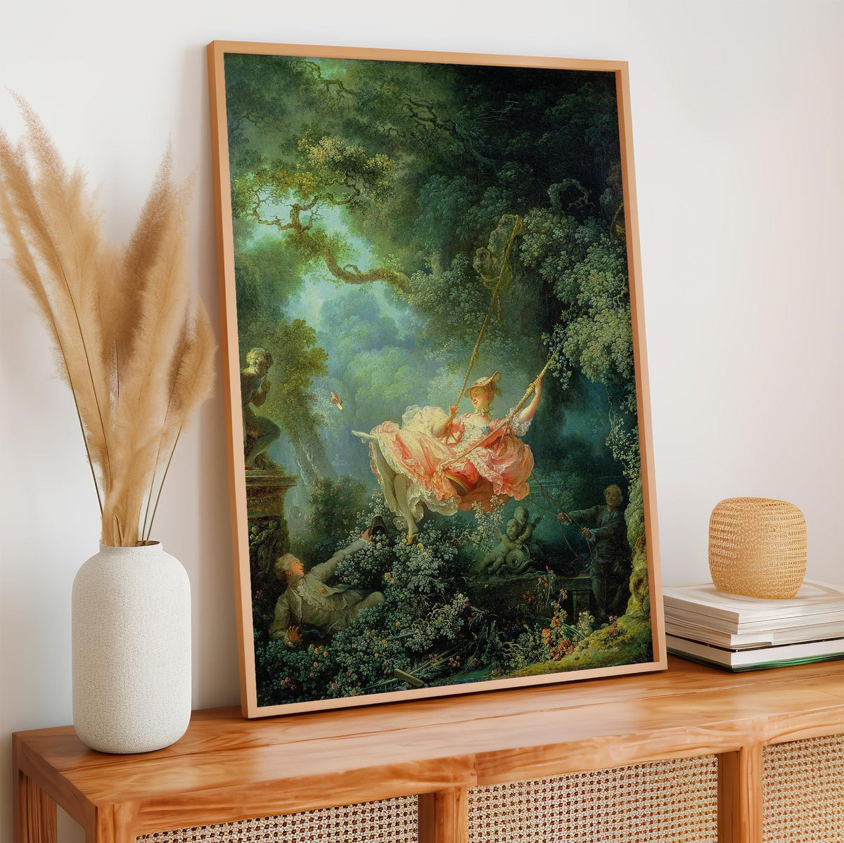 Joean Honoré Fragonard - The Swing. Beautiful girl poster print, Sensual painting, Bedroom decor, Canvas reproduction, L