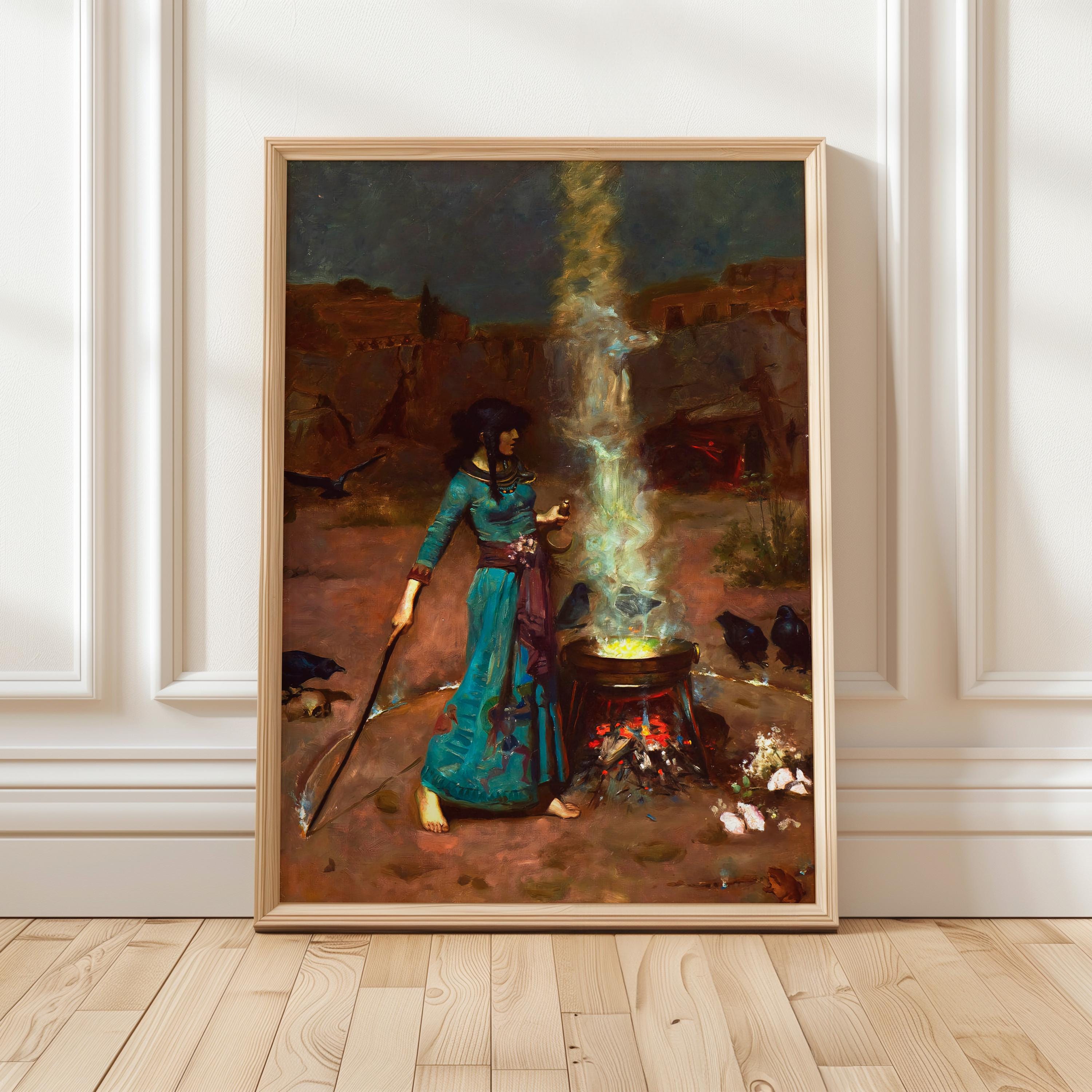 John William Waterhouse, The Magic Circle - 1886 Pre-Raphaelite Witch Print, Sorceress Wall Art, Occult Fantasy Poster,V