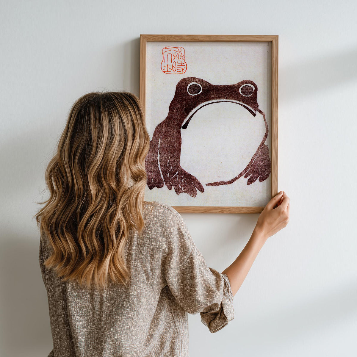 Matsumoto Hoji, Frog - 1814 Japanese Woodblock Print, Minimalist Animal Wall Art, Zen Frog Poster, Vintage Japanese Deco