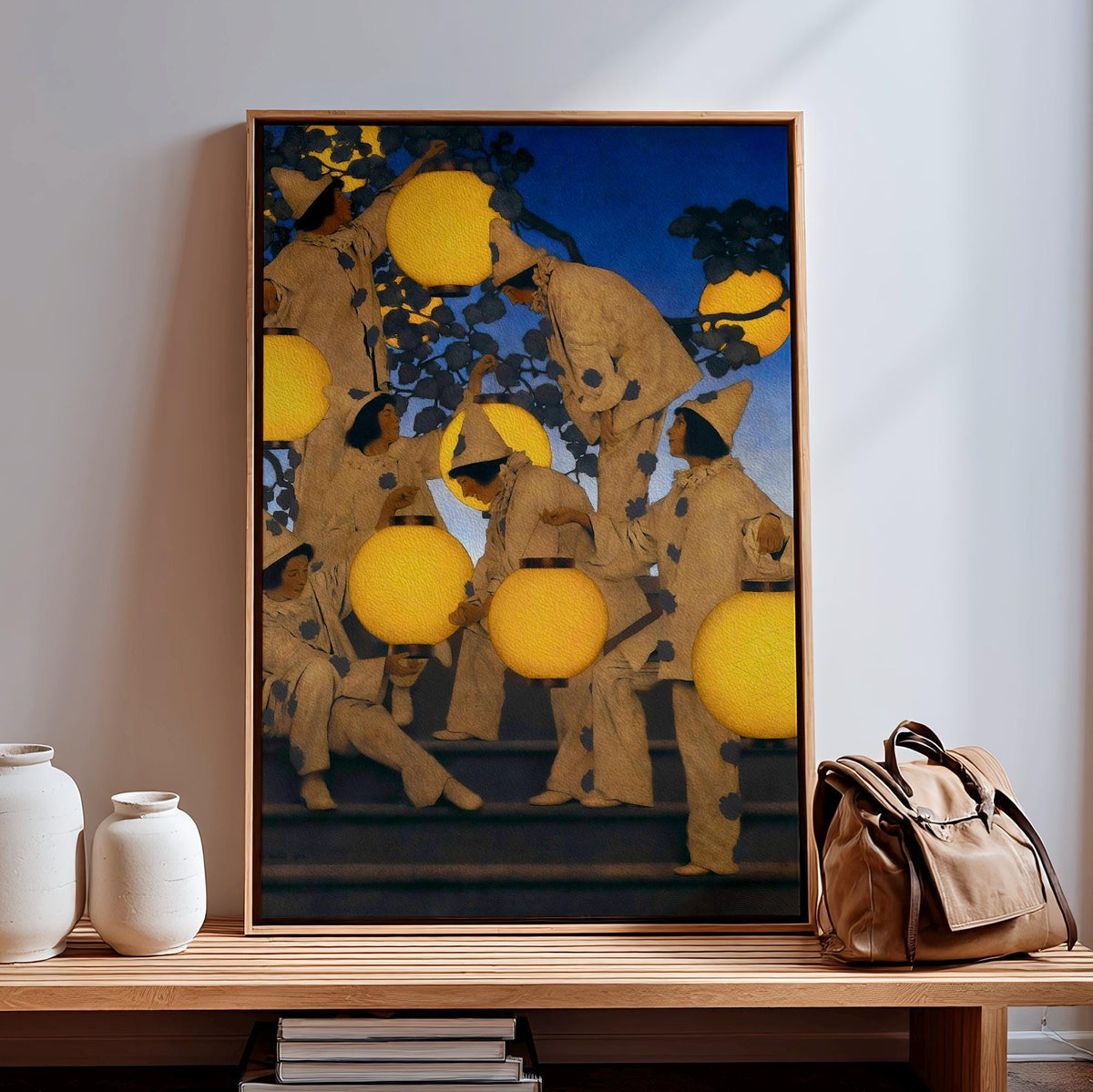 Maxfield Parrish, The Lantern Bearers - 1908 Fantasy Night Print, Luminous Lantern Wall Art, Parrish Blue Poster, Classi